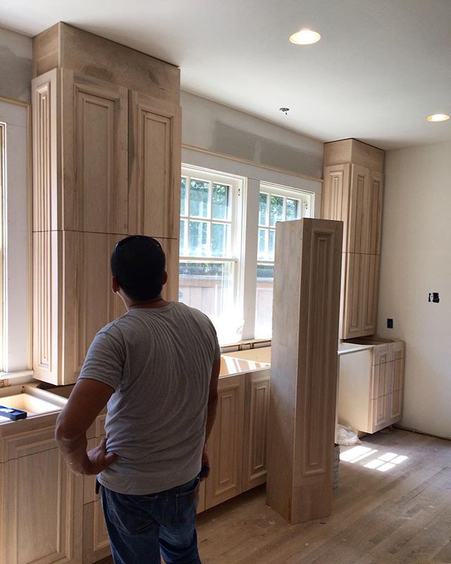 We&rsquo;ve been waiting a long time for this install! Swiss Ave custom cabinetry going in today 😍