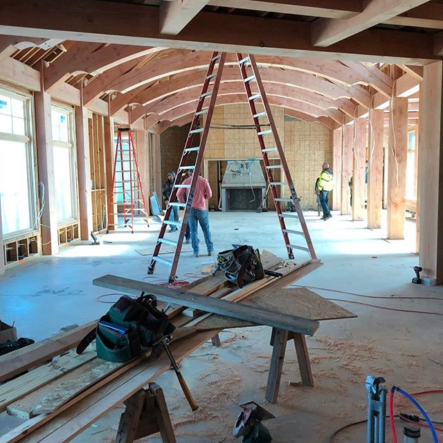 Framing well underway at our client&rsquo;s dream home.  Amazing beam work from the GGCain Co!