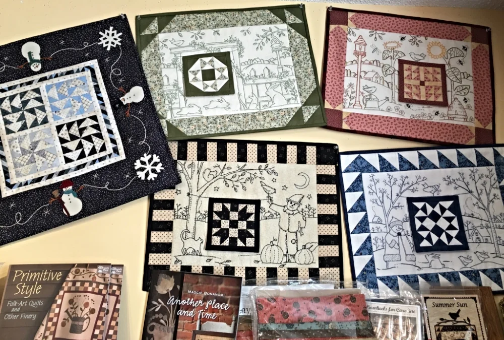 Beautiful samples on display at Quilter's Cupboard in Uxbridge, Ontario