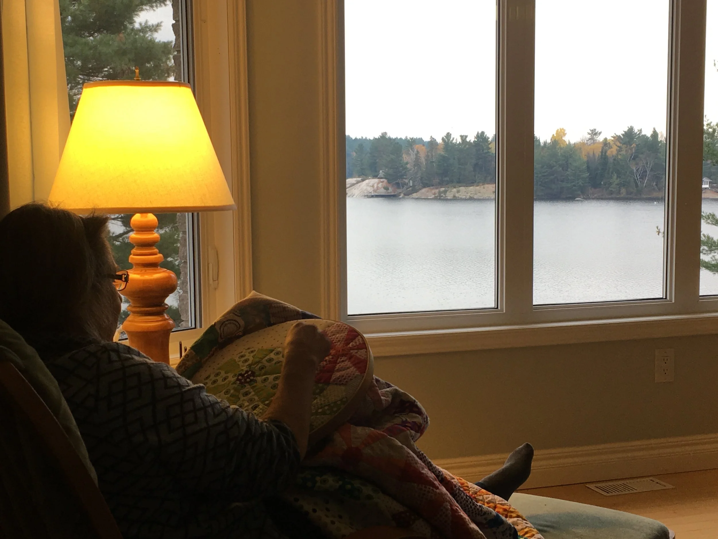 Stitching at the River House with Friends.