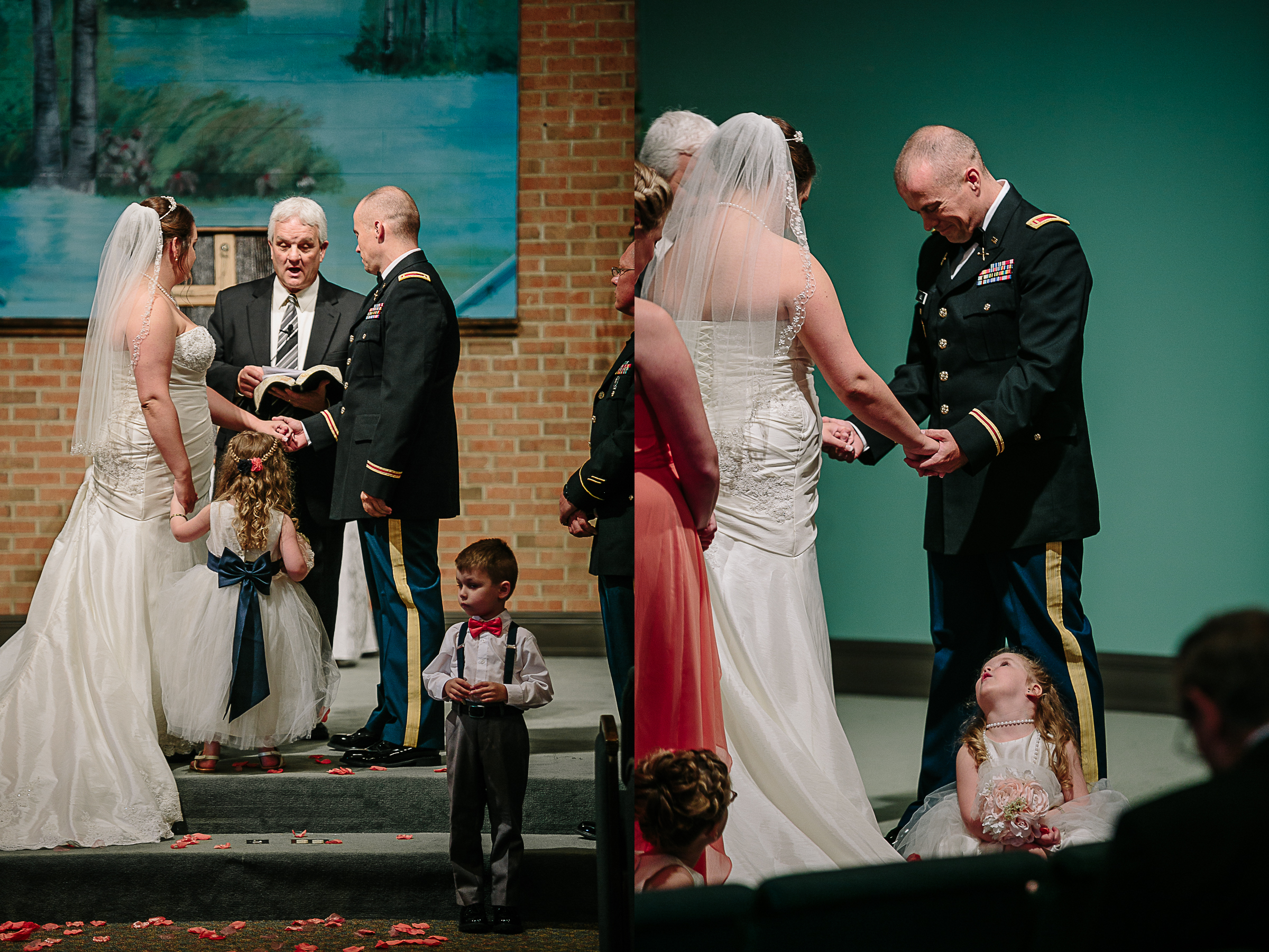 Adorable Flower Girl Daughter Looking on as Bride and Groom Get Married.jpg