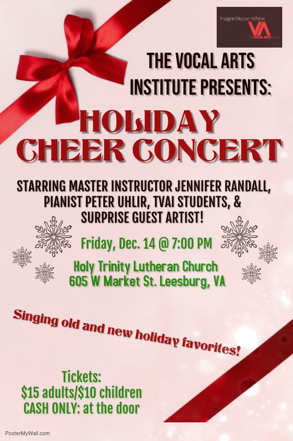 PLEASE JOIN US FOR OUR ANNUAL HOLIDAY CHEER CONCERT FRIDAY, DECEMBER 14, 2018@ 7:00 P.M. HOLY TRINITY LUTHERAN CHURCH TICKETS SOLD AT THE DOOR