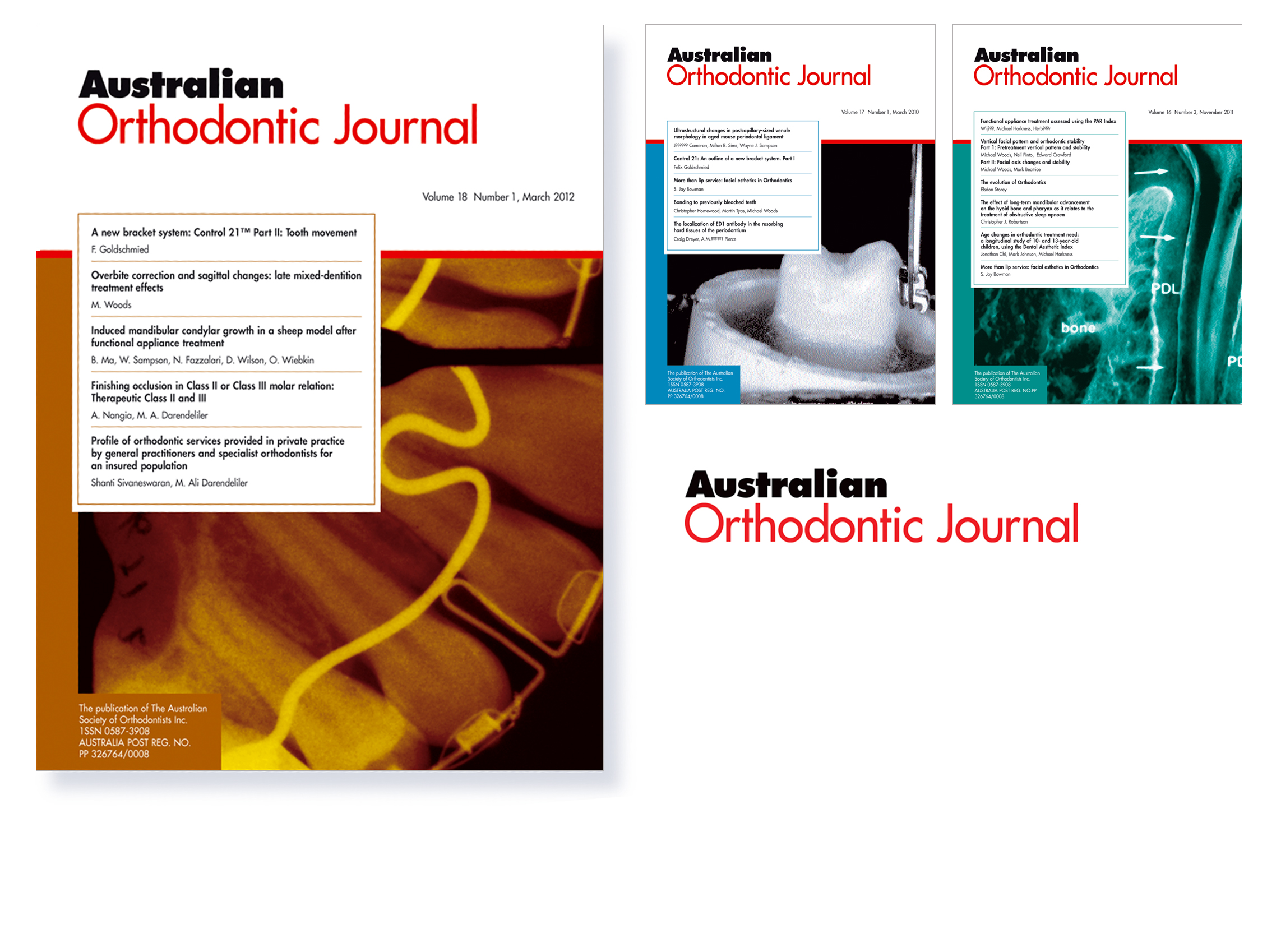  Journal covers and masthead CLIENT: The Australian Society of Orthodontists BRIEF: Design and produce the quarterly journal of peer reviewed research and case studies, including a new masthead, cover and internal spreads. 