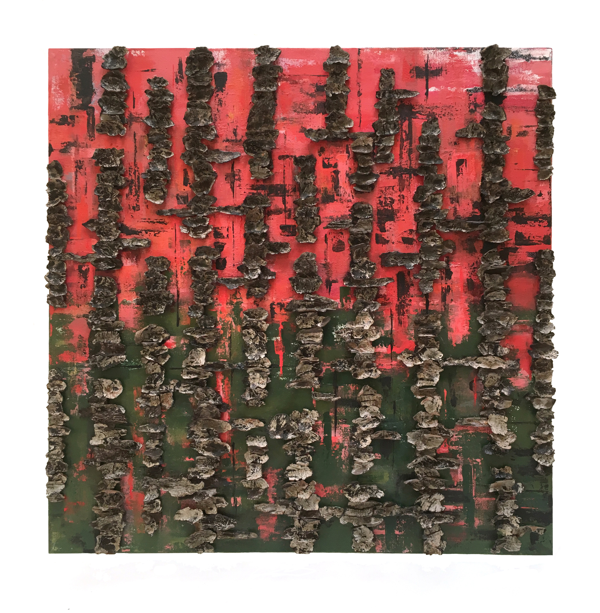   Untitled  bark and acrylic on canvas 24" x 24" 