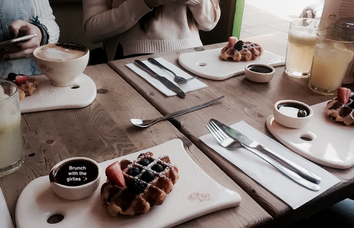 Georgia's snap of the amazing waffles. (It's half 11 at night as I write this - I am hungry again)