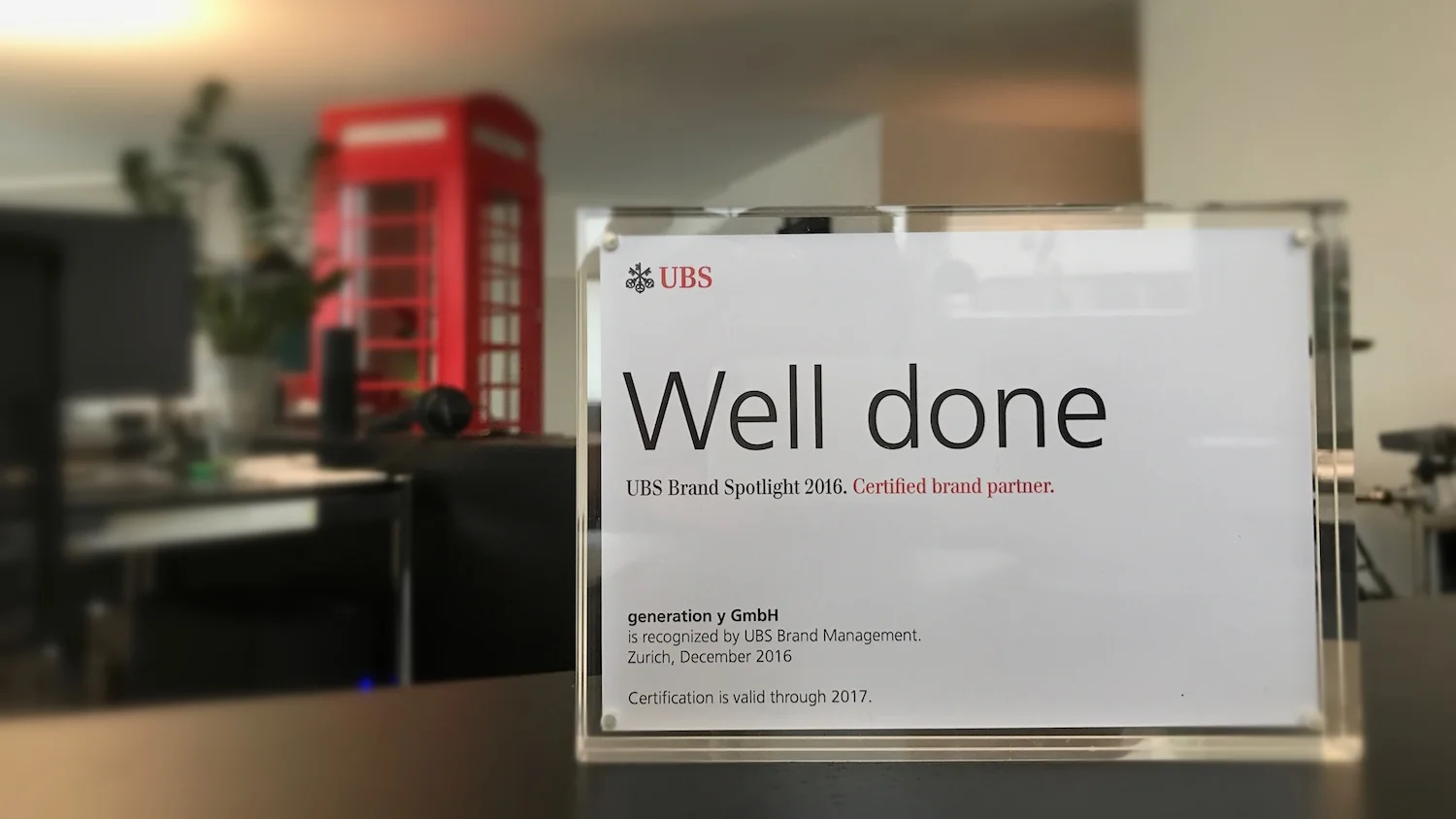 generation y wurde als «UBS Brand Spotlight 2016» ausgezeichnet.