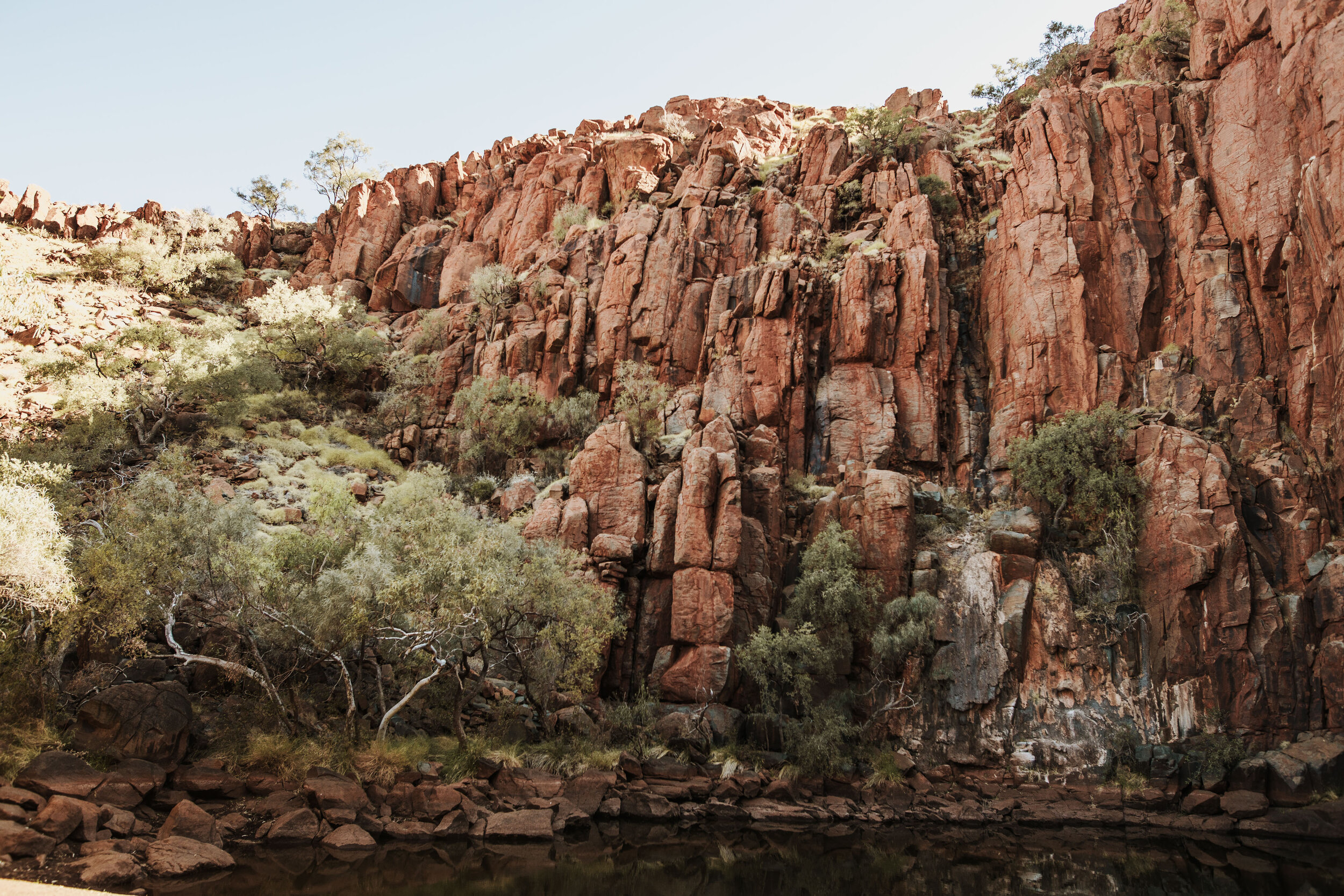  Python Pool is nestled into the Chichester Range at the base of a seasonal waterfall. 