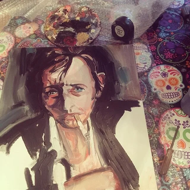 Preparing paintings for Bowersock Gallery &bdquo;Modern Male&ldquo;, opens July 3 in Provincetown