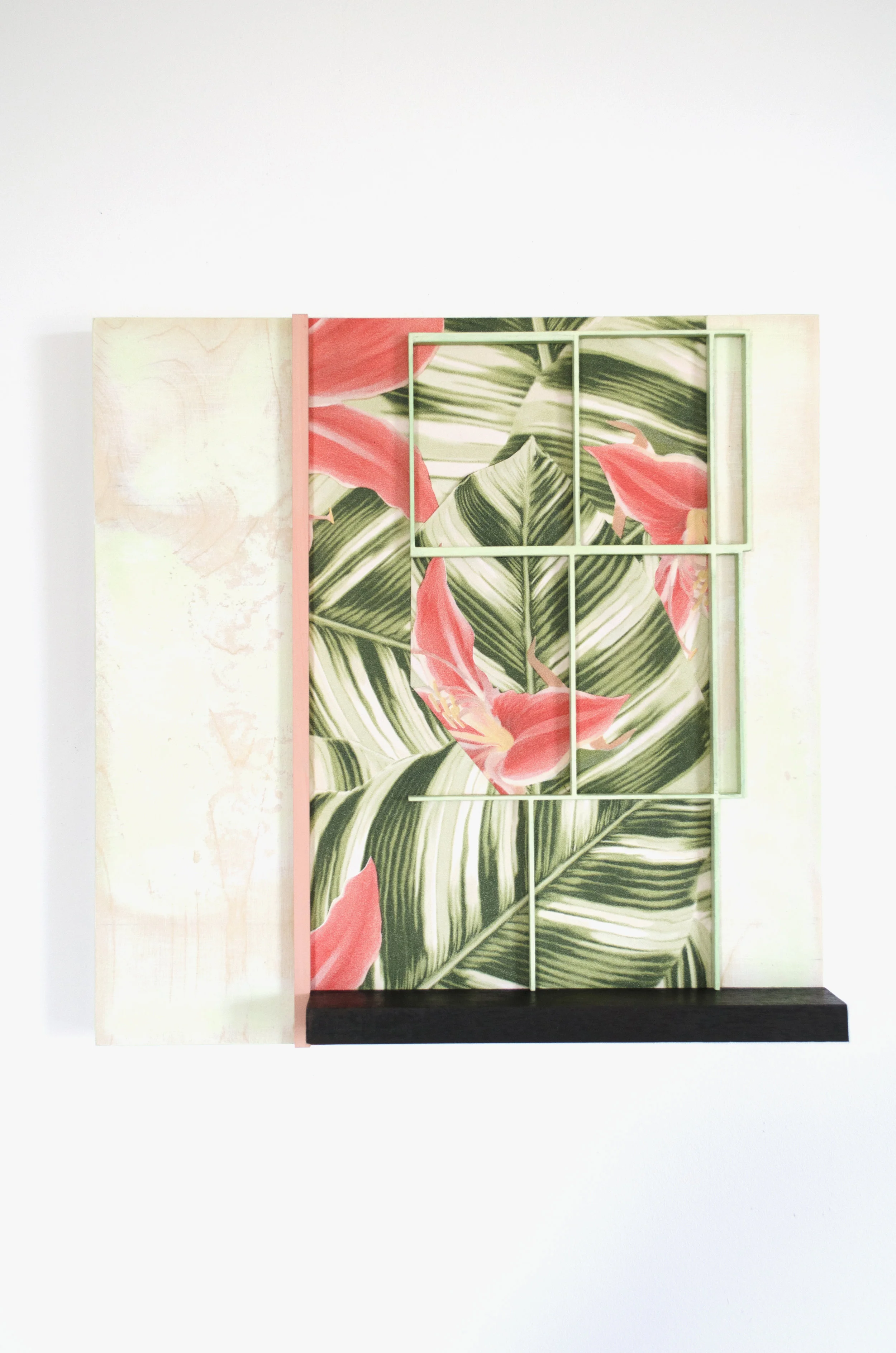 Tropicando_collage and painted wood relief panel_ 30x30cm_2018