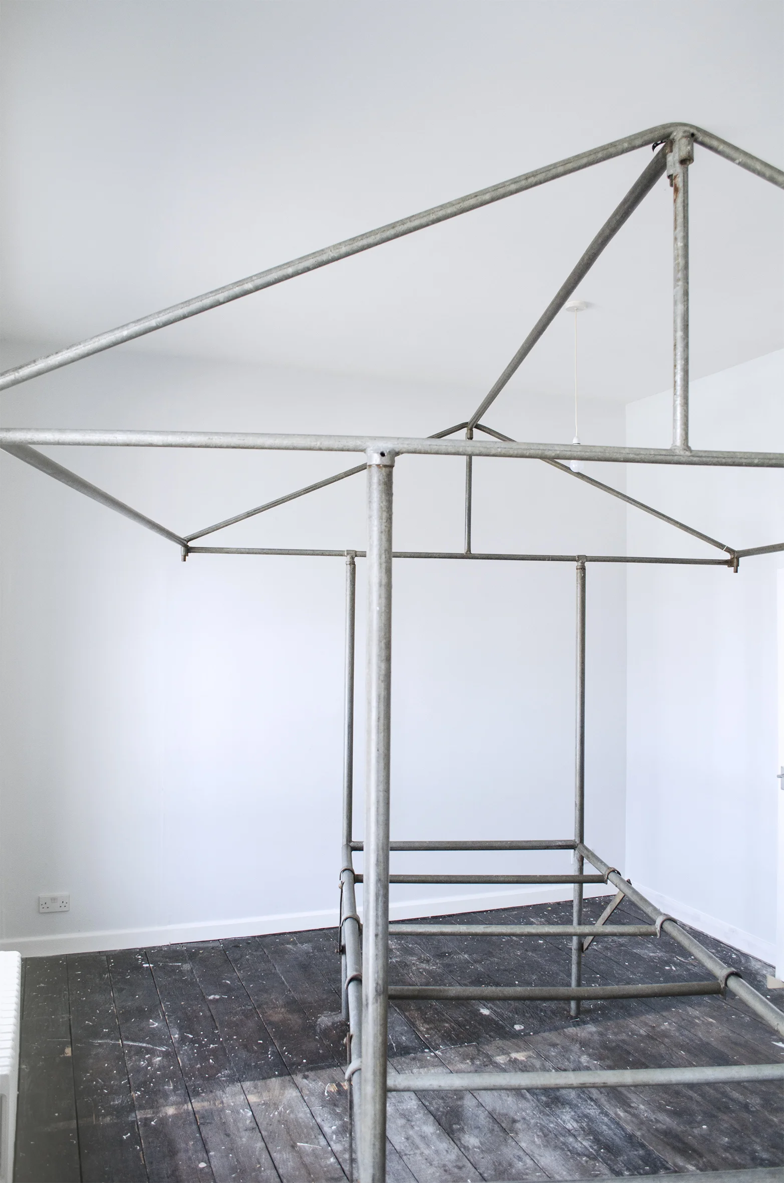 Market Stall - Modular structure for social interaction #1_Galvanised steel_260x250x255cm_Installation view at Unboxed group exhibition at The Art Station, Saxmundham_May/June 2019
