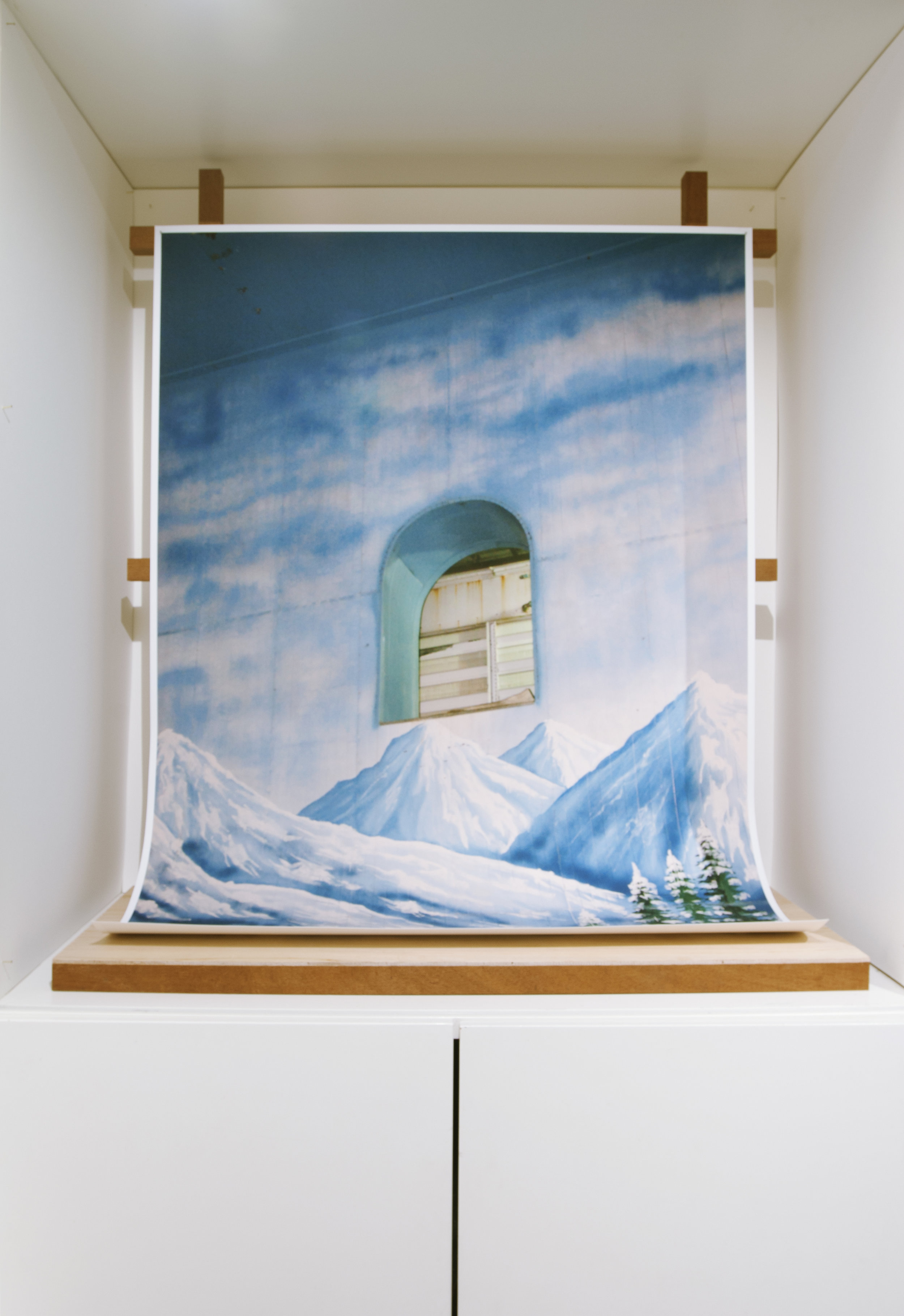  Cracks On Modern Transparencies_Installation of large format inkjet prints with cardboard and wood models at the Blyth Gallery, London_Dimensions variable_2014 
