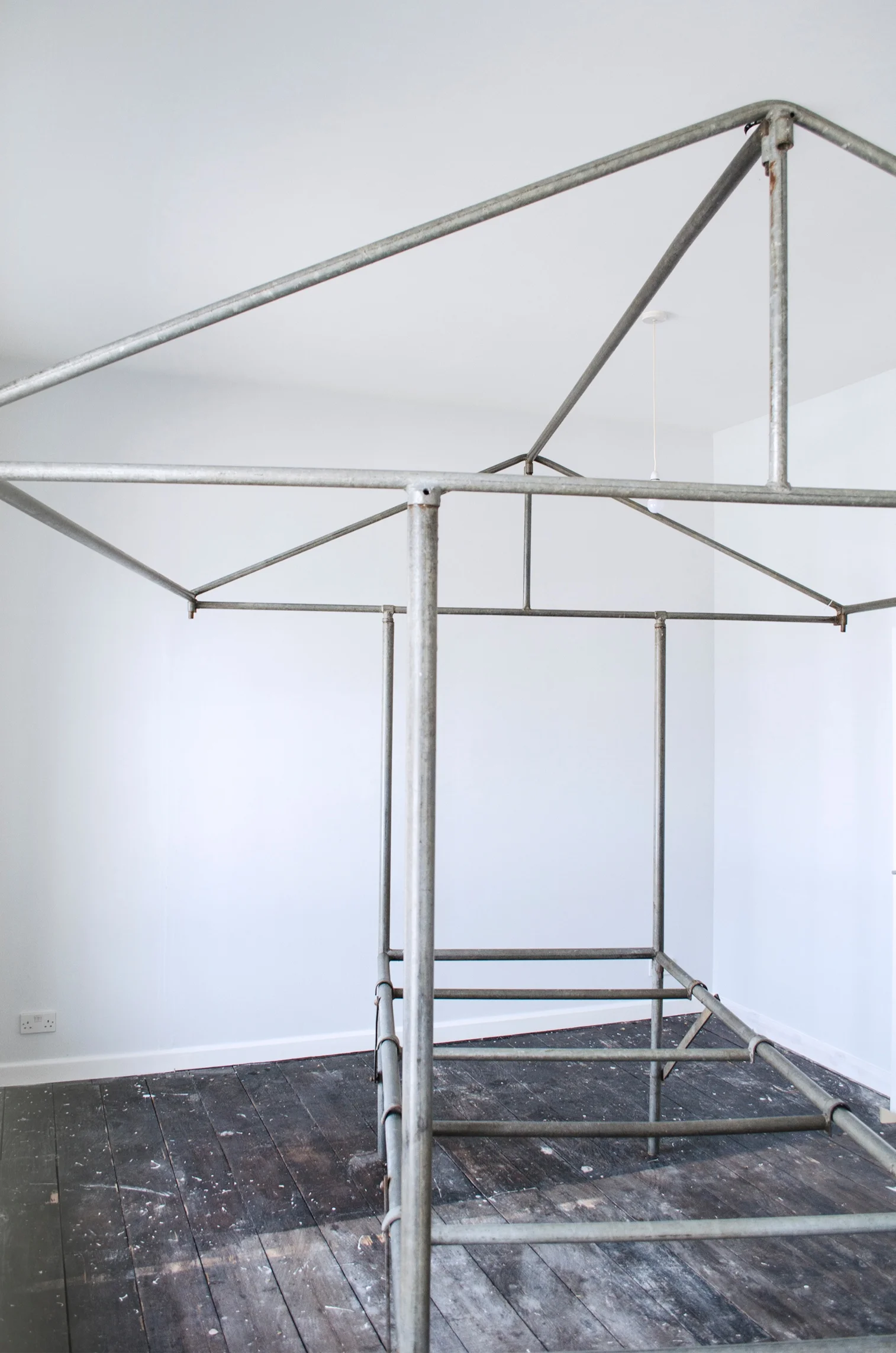  Market Stall - Modular structure for social interaction #1_Galvanised steel_260x250x255cm_Installation view at  Unboxed  group exhibition at The Art Station, Saxmundham_May/June 2019 
