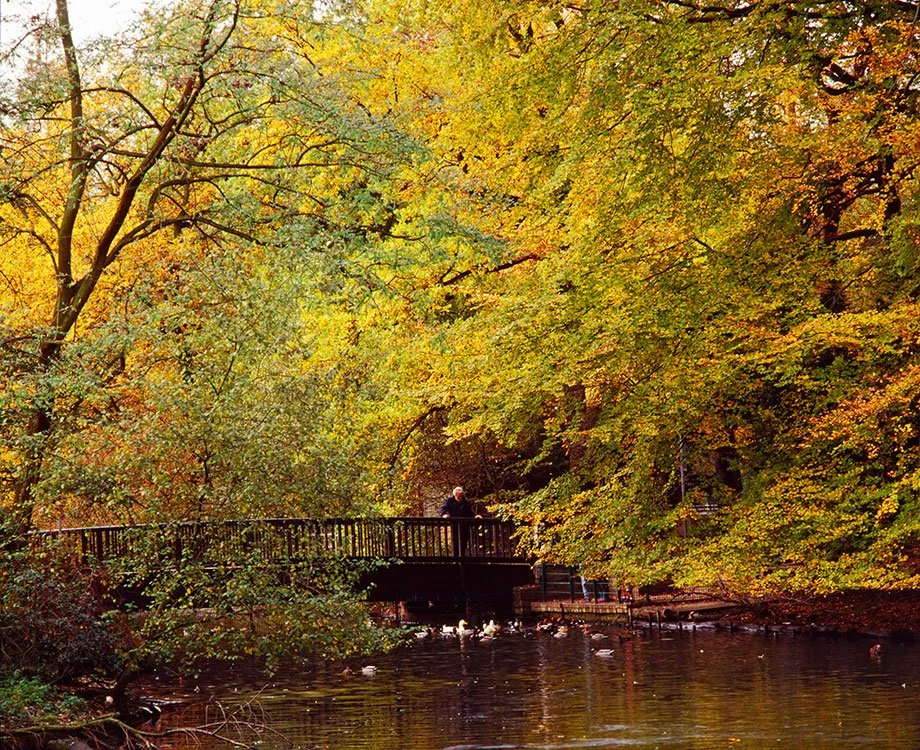 Kaisergarten mit Emscherbrücke, Oberhausen 1995