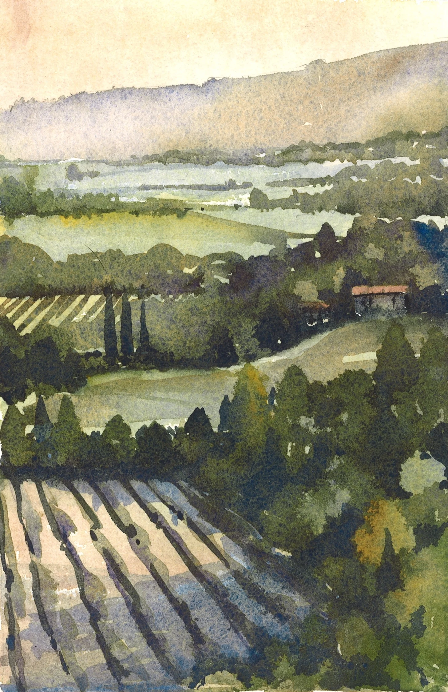 Venasque valley, Provence (2014) (Using a painting by Iain Stewart as a guide)
