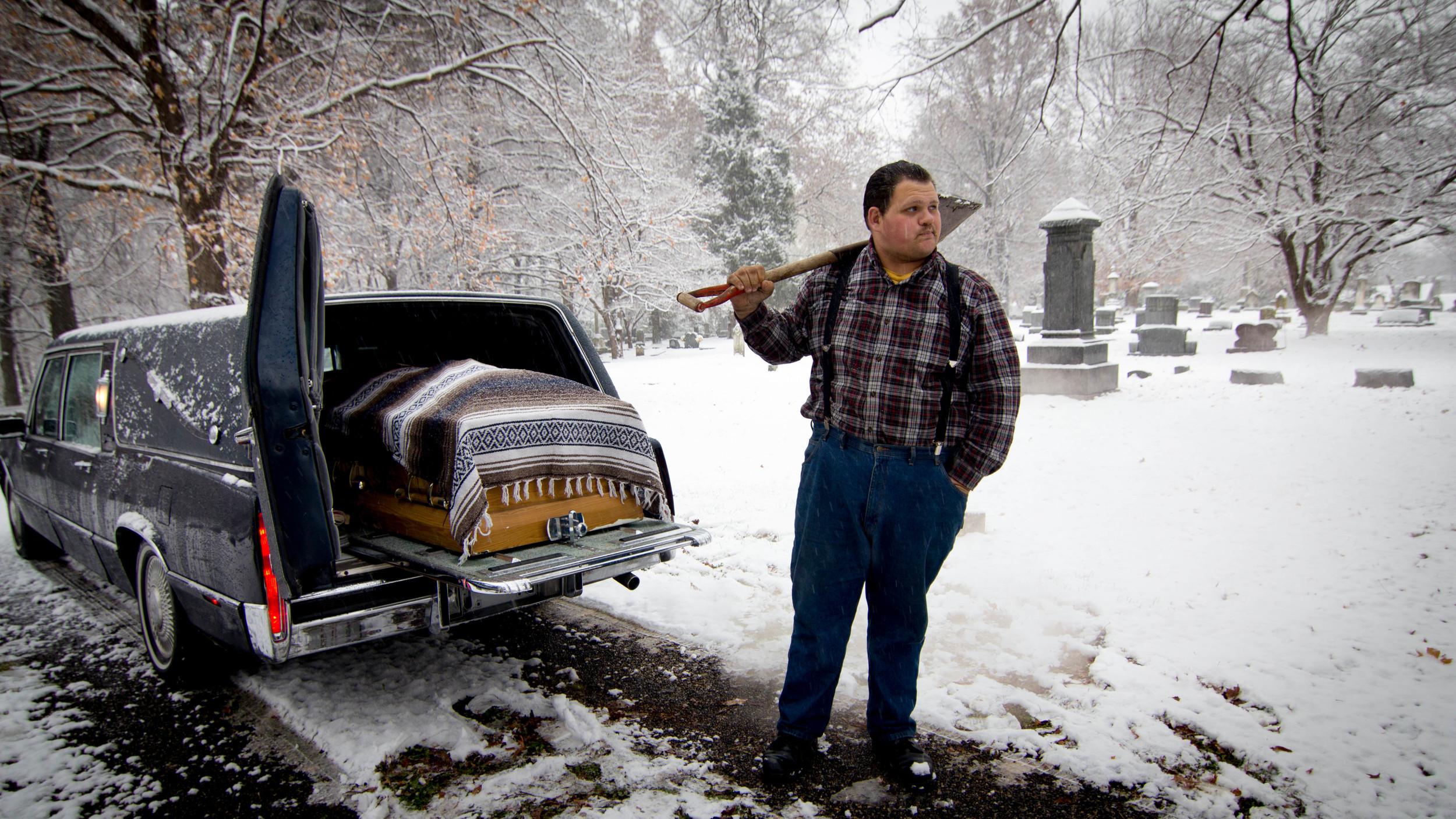 Nate with His Hearse Morty the MeatWagon