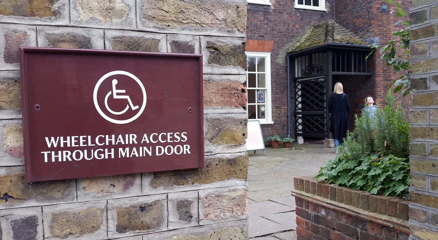 Sign at the entrance to Sutton House in Hackney