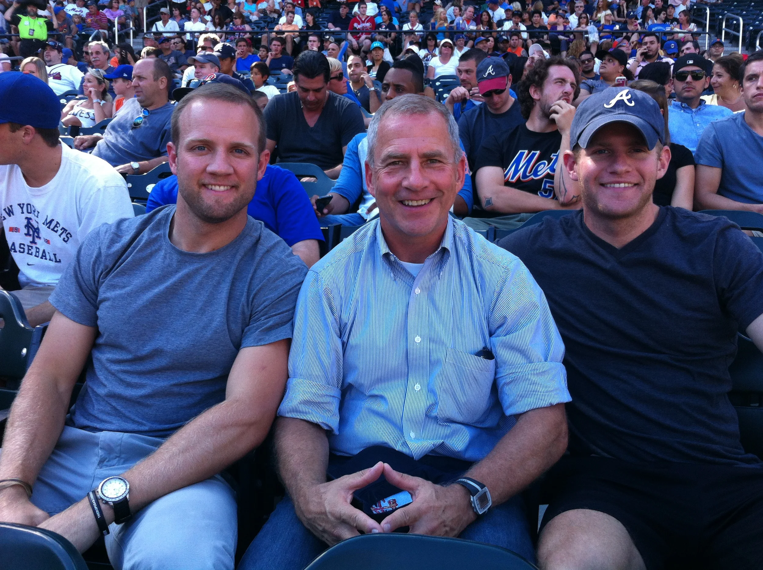 Surprised by my two sons (Michael on the left and David on the right) in NY at Chipper Jones' last game vs. the NY Mets...