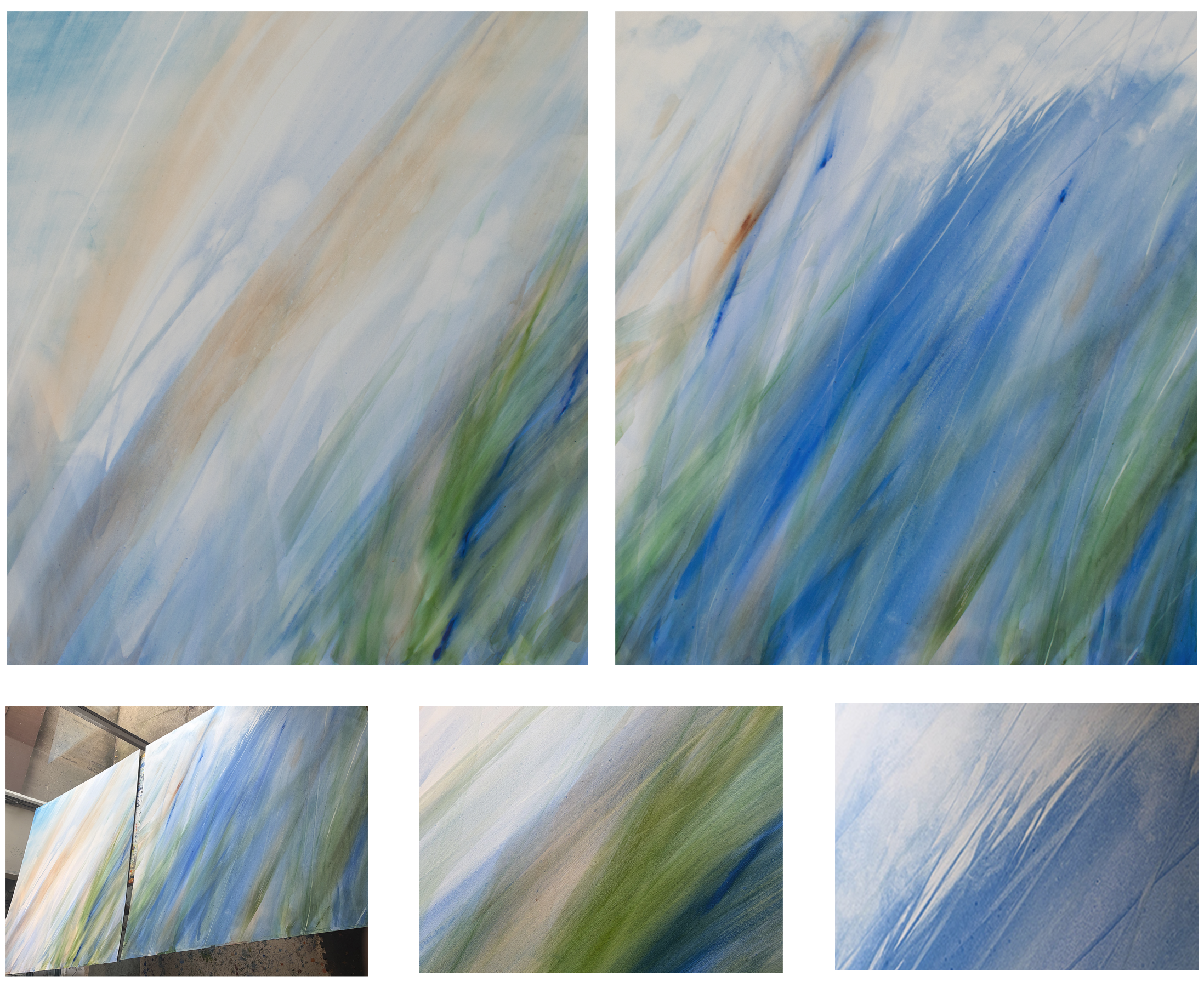 Ride the Wind (Diptych) 80x45 total dimensions Wtrcr on Aquabord $10,500