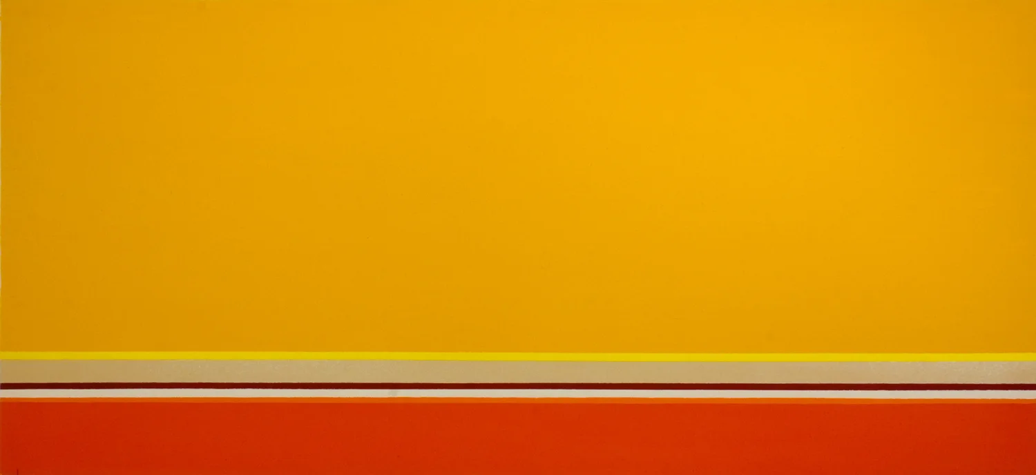    Yellow and Orange Fields     65 by 29.5 inches    Acrylic on canvas    2010  