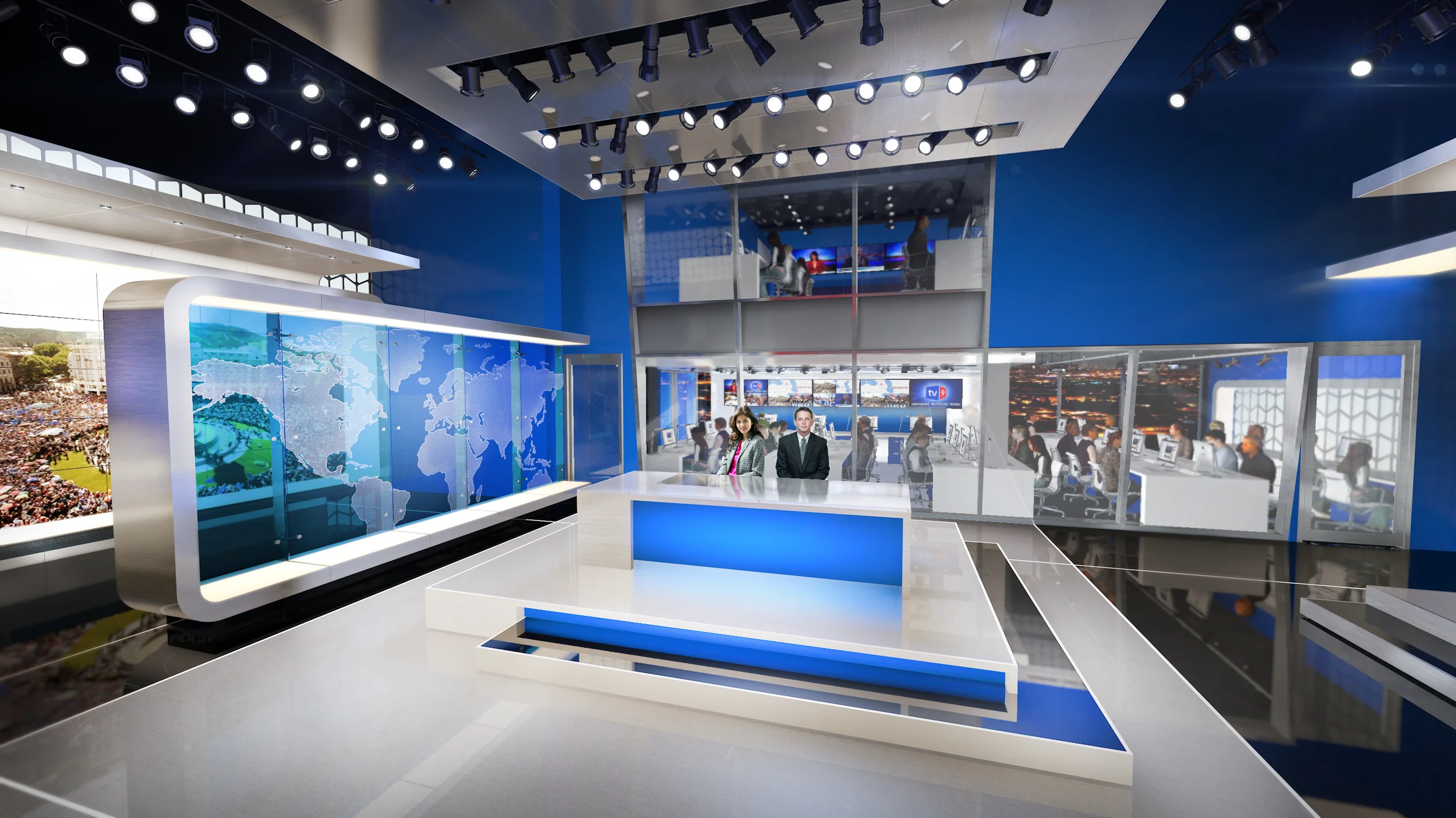 TV9 Broadcast Newsroom Studio Design — PROVOST STUDIO