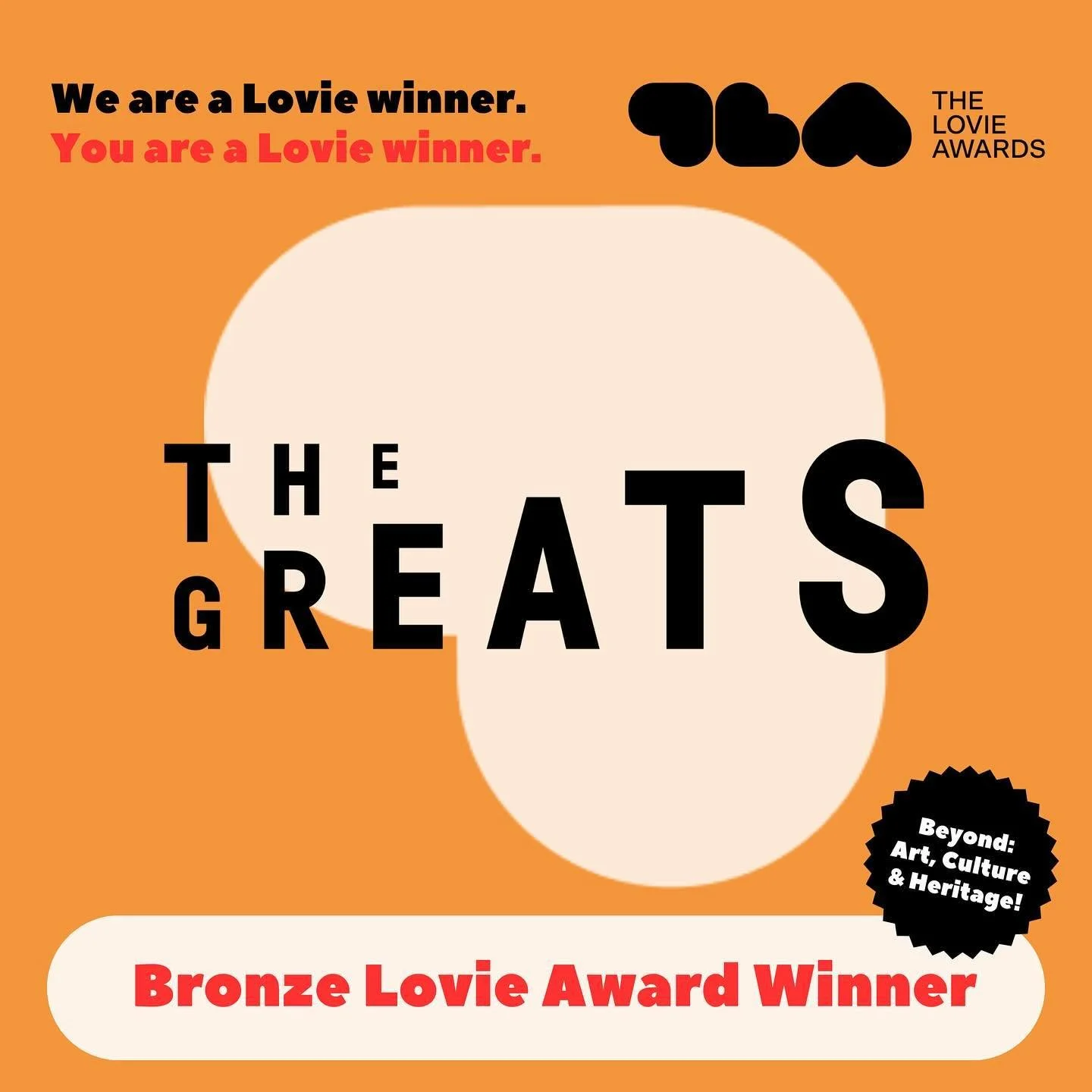 🏆 LOVIE AWARD WINNER! 🏆 
WE HAVE MORE NEWS! We&rsquo;re absolutely honored to announce that @TheGreats.co has also won a Bronze Lovie Award in the category Beyond: Art, Culture &amp; Heritage: winners.lovieawards.com (link in bio) 
This esteemed re