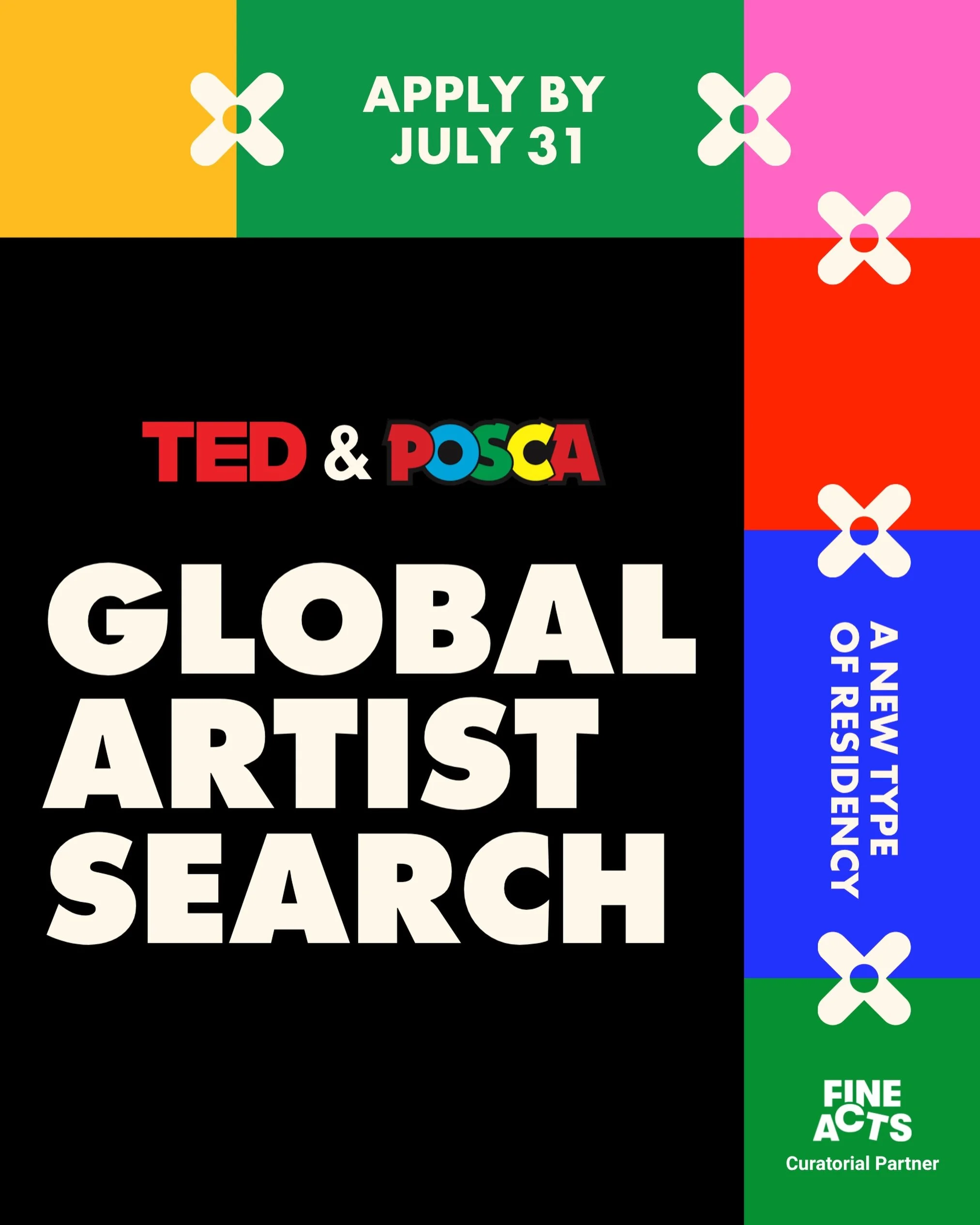 The artist search is ON!

Applications are now open for the TED &amp; POSCA Global Artist Residency &ndash; curated and coordinated by Fine Acts.

We are looking for artists from around the world who believe art can shape public life, strengthen comm