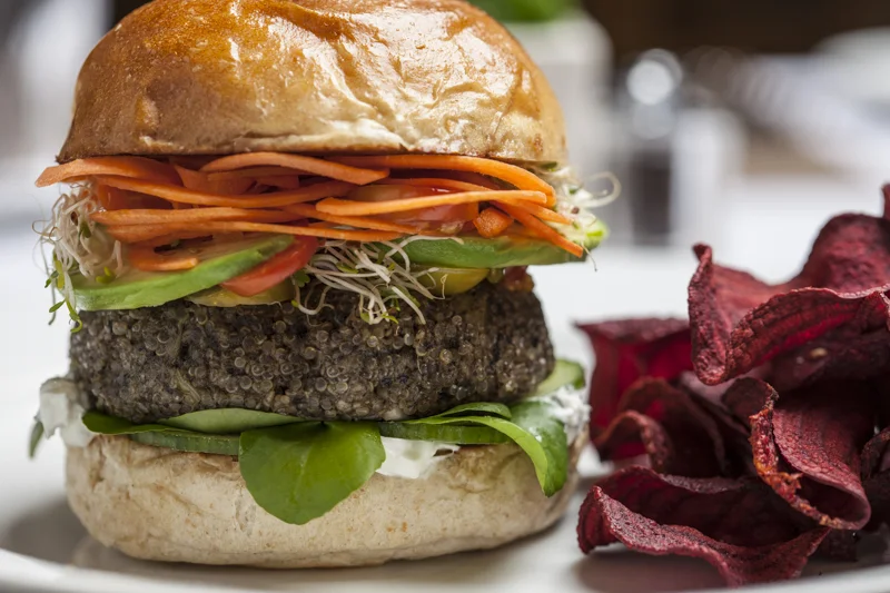 Quinoa Burger w Beet Chips, Stag Lodge- Deer Valley