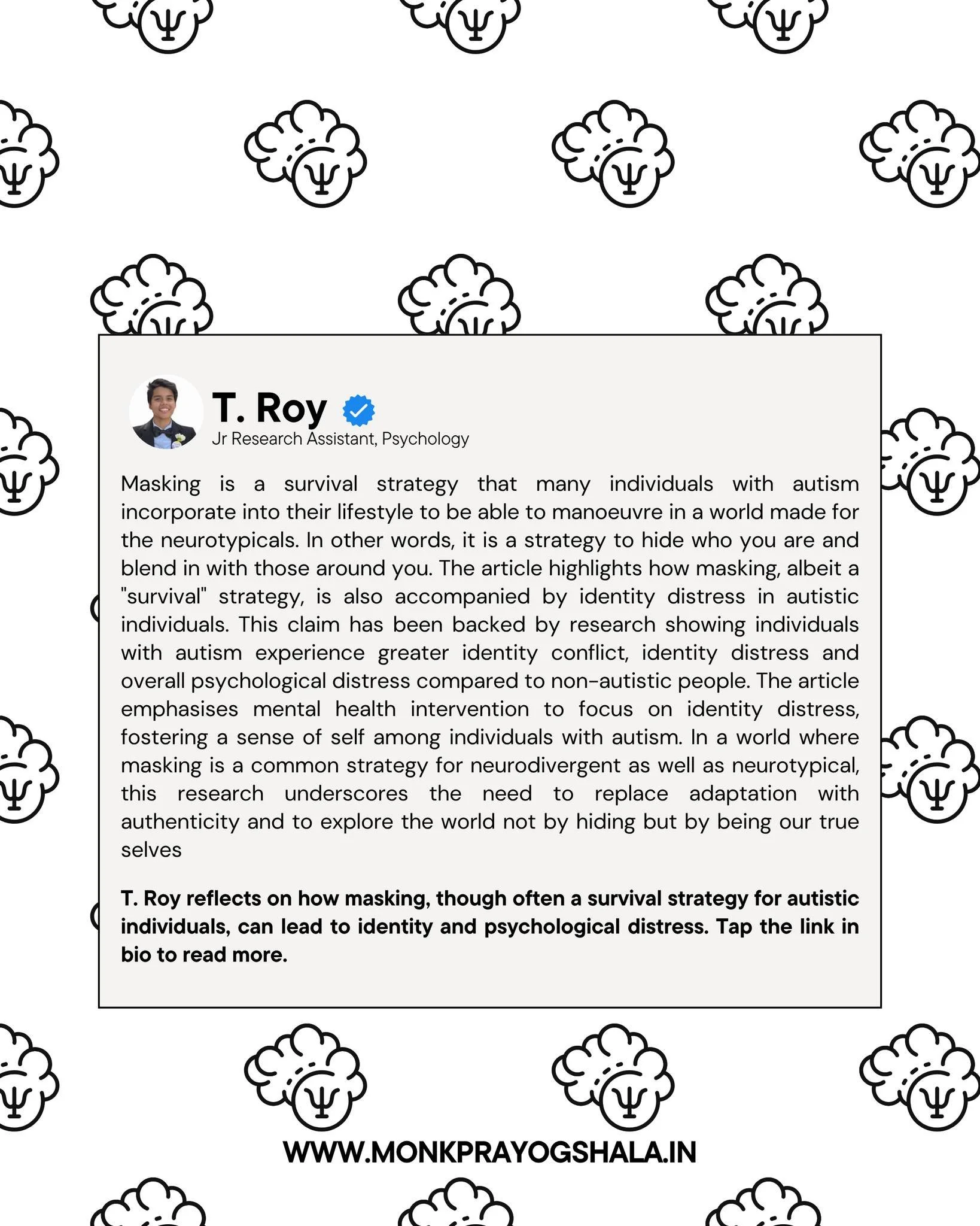 🧩 Can authenticity replace adaptation?
T. Roy reflects on how masking&mdash;often seen as a survival strategy for autistic individuals&mdash;can come with hidden costs. A recent Medical Xpress piece highlights that concealing one&rsquo;s true self f