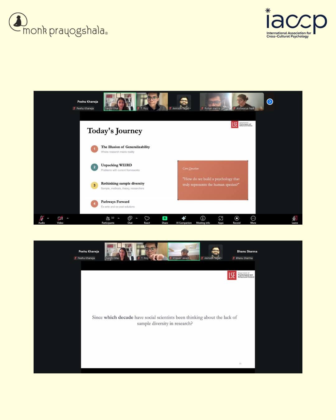 Today&rsquo;s session, part of the Decolonizing Cross-Cultural Psychology Webinar Series sponsored by IACCP, unpacked the WEIRD bias, exploring why research samples matter and how bias shapes findings in behavioural science. 
Thank you Dr. Sakshi Gha