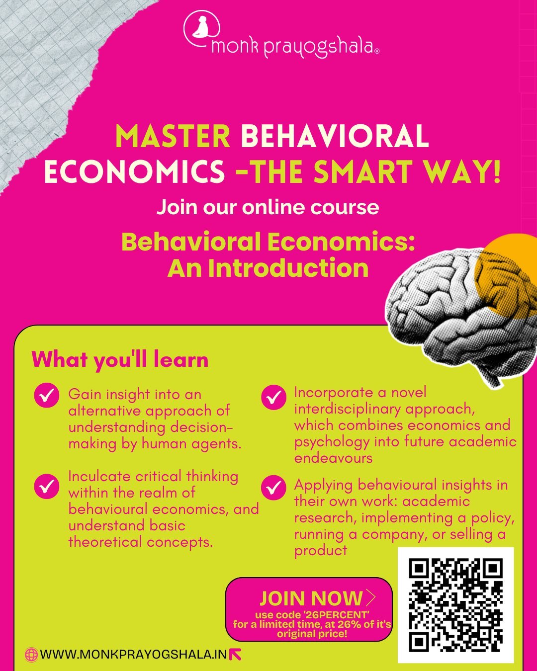 💡Why do people make the choices they do?
Explore the psychology behind economics and learn how to apply behavioral insights in real life! Join Behavioral Economics: An Introduction on Udemy and rethink decision-making like never before.

🏫Scan QR o