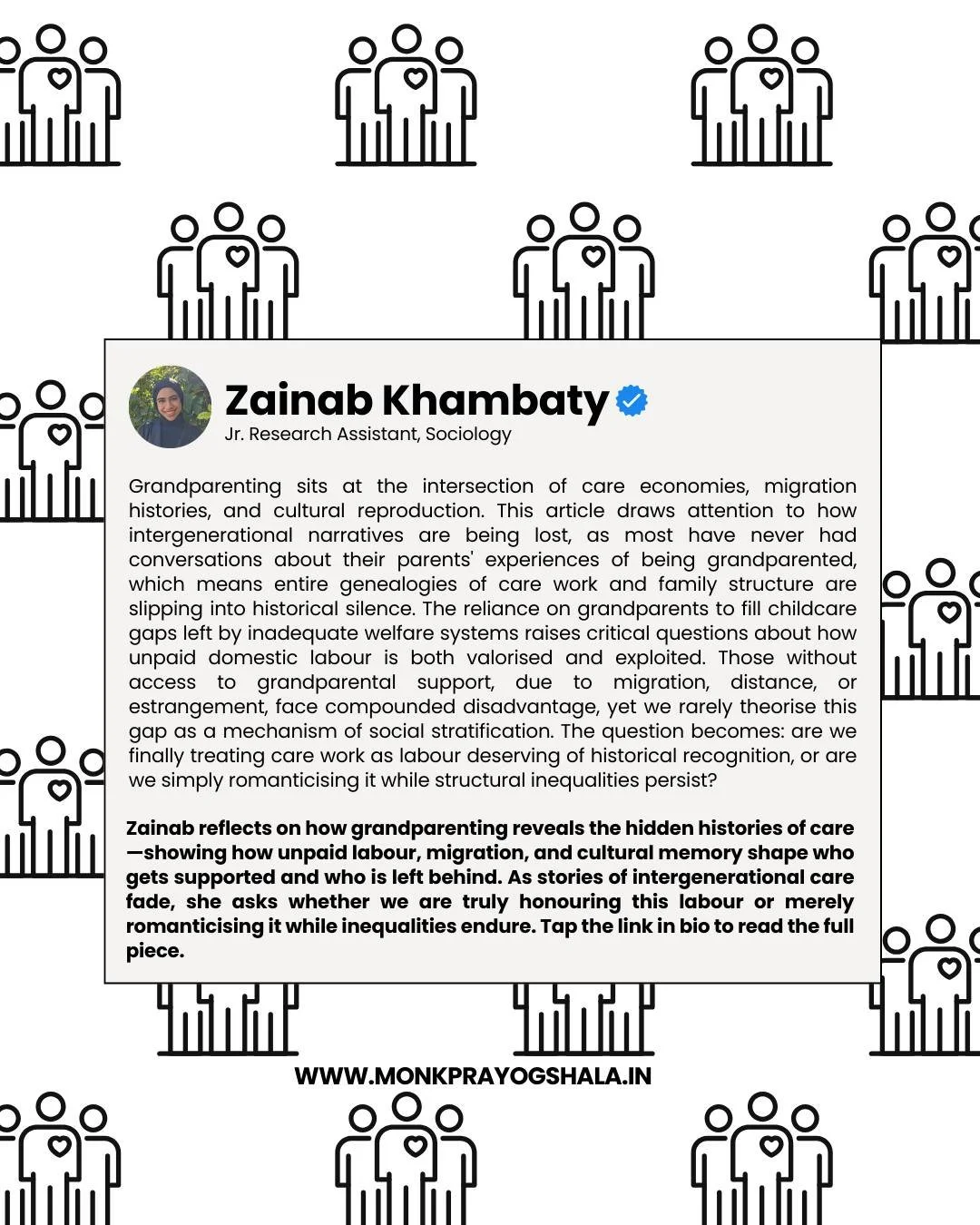 👵🏽👶🏽 Grandparenting holds the hidden histories of care we often overlook.

Zainab Khambaty reflects on how intergenerational labour, migration, and fading family stories shape inequality &mdash; and why preserving these narratives matters.

🔗 Li