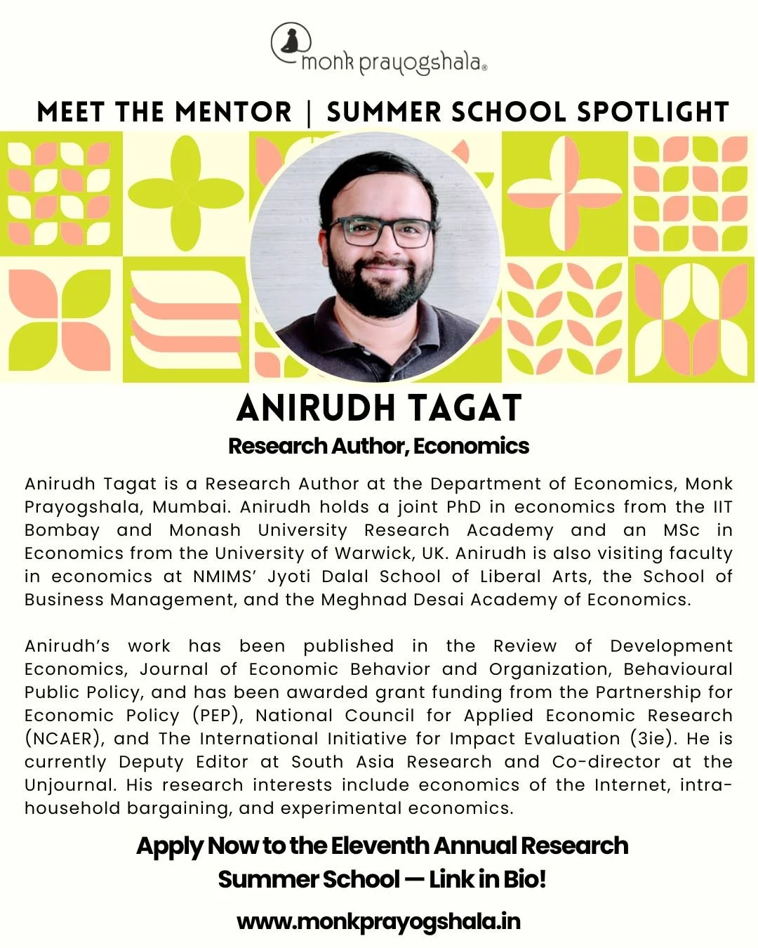 🎉 Join us as we step into the Eleventh year of academic excellence at Monk Prayogshala&rsquo;s Annual Research Summer School! ✨

Get to know the inspiring mentors who are part of this year&rsquo;s program. Discover, learn, and grow with a vibrant co