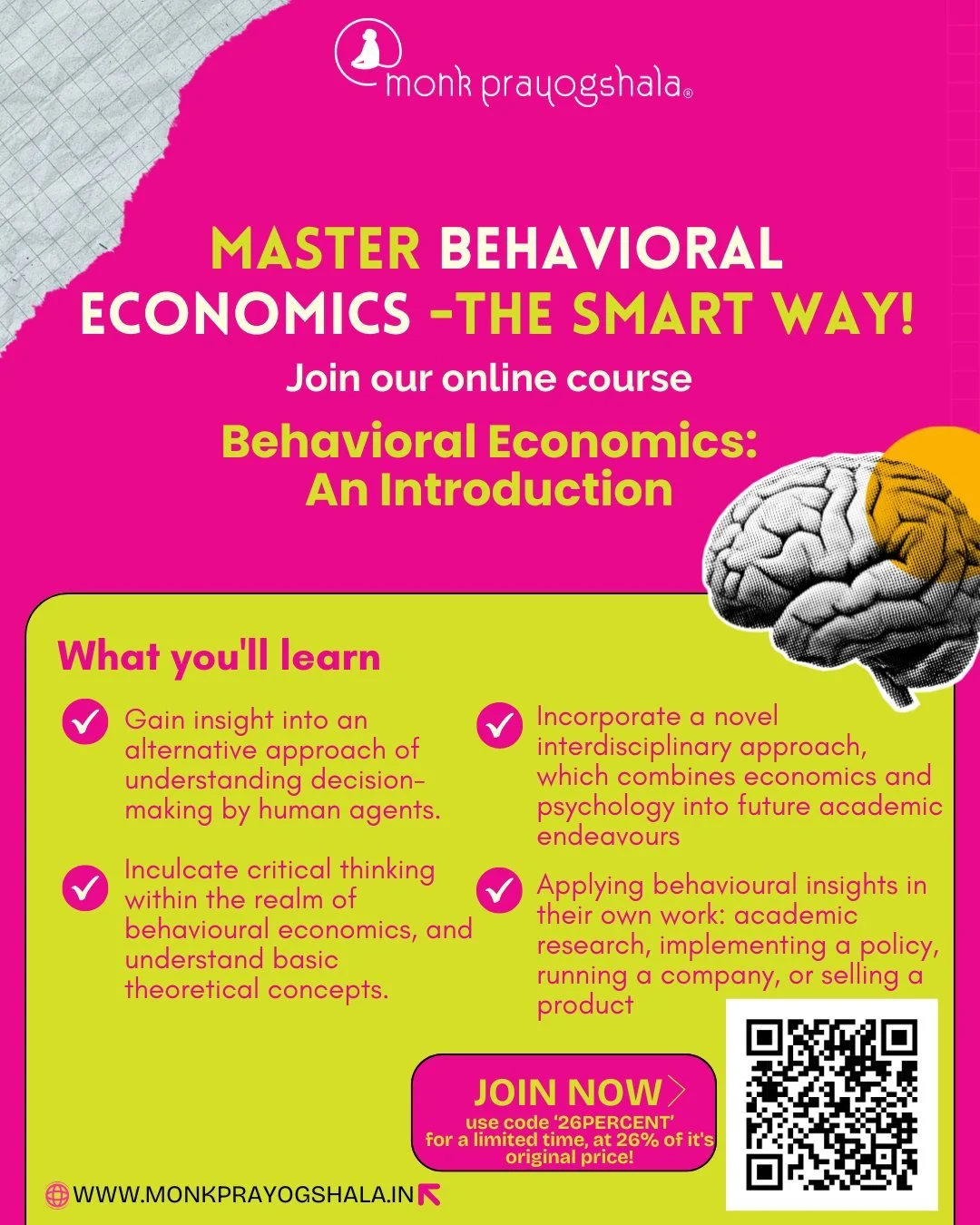 💡Why do people make the choices they do?
Explore the psychology behind economics and learn how to apply behavioral insights in real life! Join Behavioral Economics: An Introduction on Udemy and rethink decision-making like never before.

🏫Scan QR o