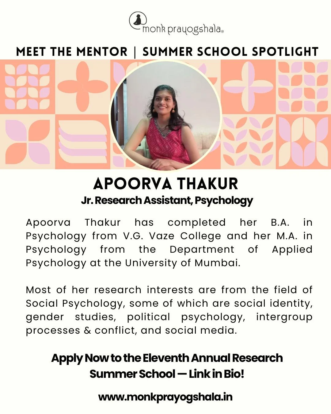 🎉 Join us as we step into the Eleventh year of academic excellence at Monk Prayogshala&rsquo;s Annual Research Summer School! ✨

Get to know the inspiring mentors who are part of this year&rsquo;s program. Discover, learn, and grow with a vibrant co