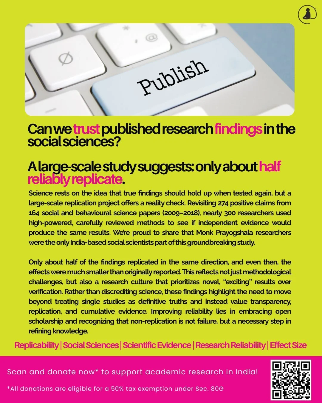 📢 #PublicationAlert
Hansika Kapoor and Anirudh Tagat co-authored a new paper "Investigating the replicability of the social and behavioural sciences" with Tyner et al. (2026), now published in Nature!

We&rsquo;re proud to share that Monk 