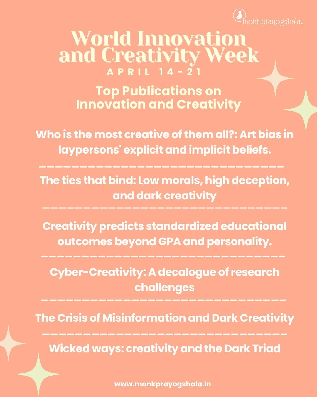 🌍✨ Celebrating World Innovation &amp; Creativity Week!
Looking for fresh ideas and creative inspiration?
Explore our curated list of must-read publications on innovation and creativity 🚀🎨

From groundbreaking innovations to powerful creative insig