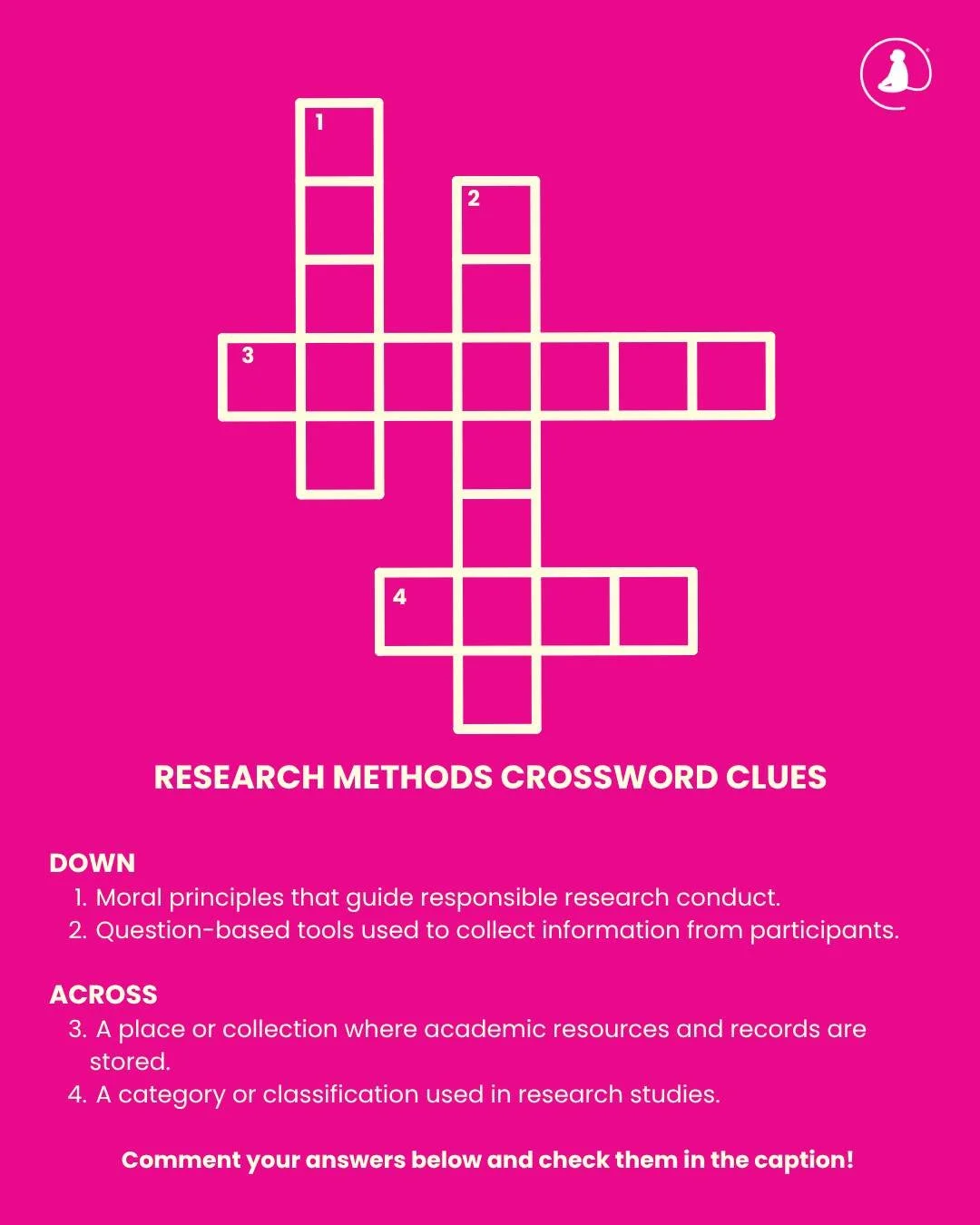 🧩 #CrosswordChallenge
How well do you know your research vocabulary? 🧠📚
Solve the clues and test your understanding of essential research concepts!

Drop your answers in the comments and check how you did below 👇

💡 Making research learning inte