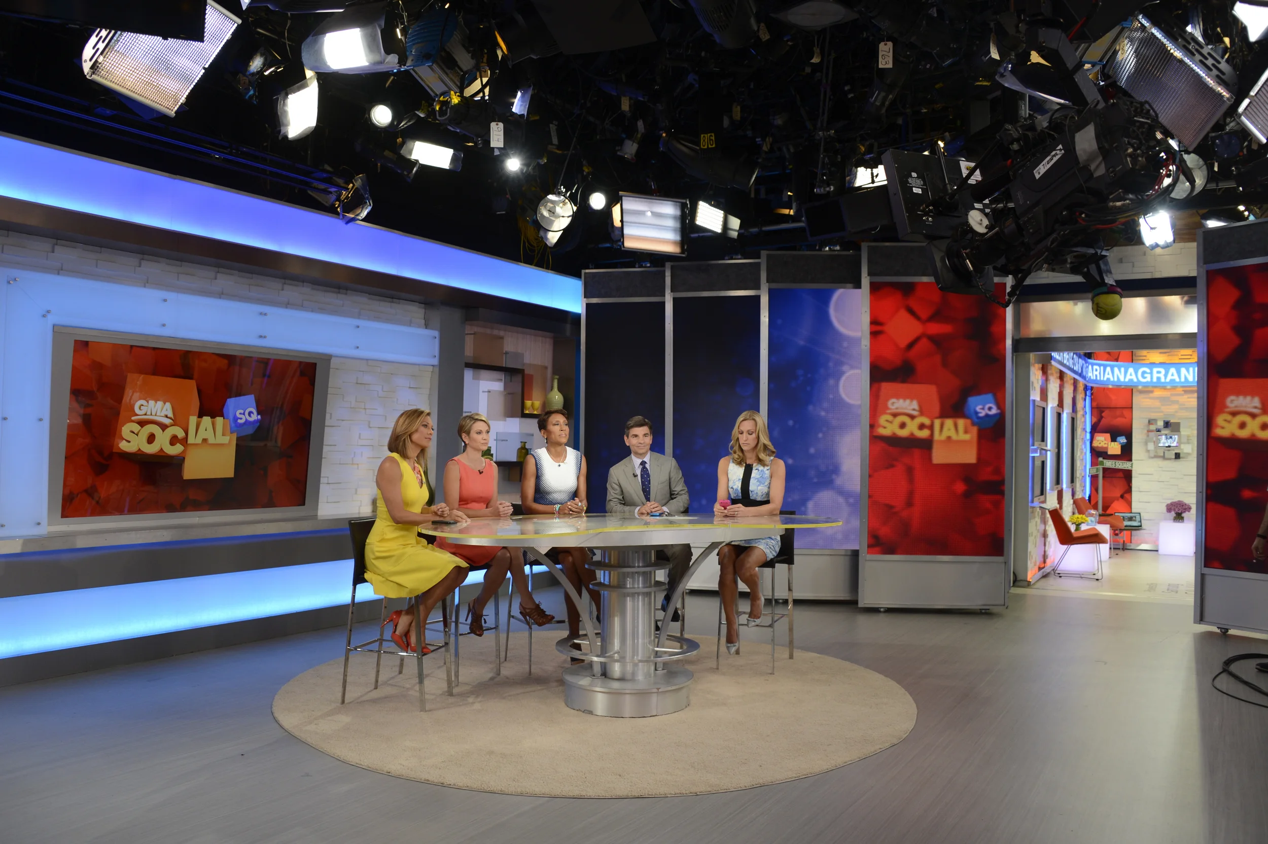  -LED Video wall created by individual panels on a hanging track that can pivot, slide, and line up to create a seamless LED wall 