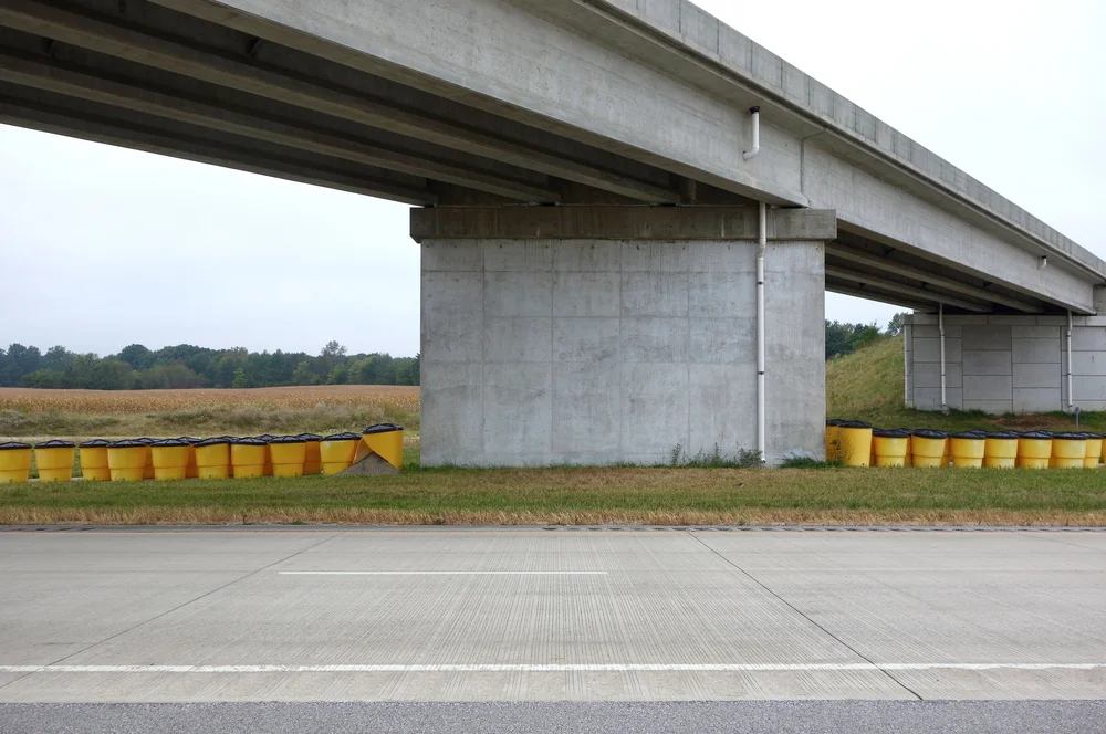 Yellow Traffic Barriers, Buck Creek, Illinois
