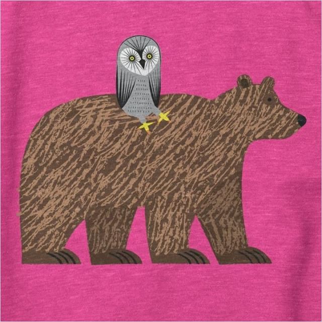 Close up of The Owl and The Bear - Heather Pink - Sweatshirt
Link to order is in my Bio.