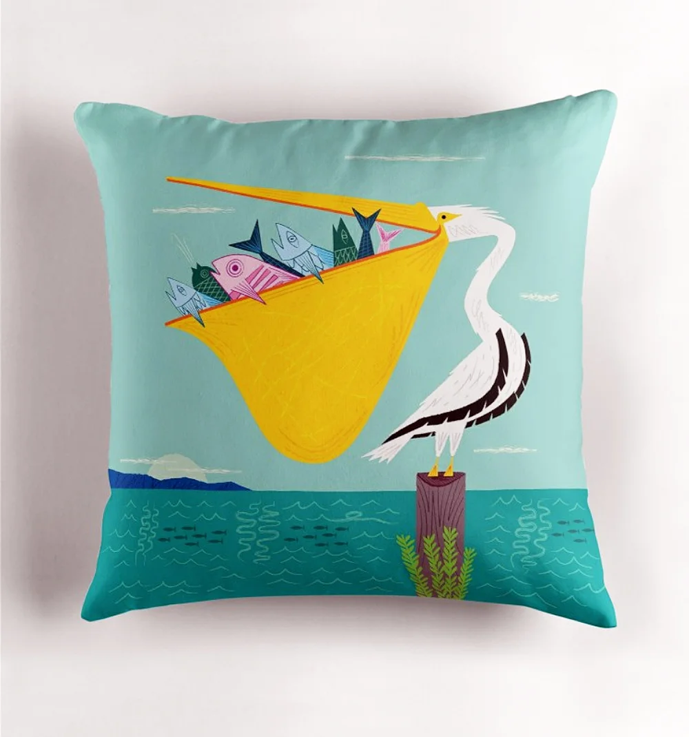 The Greedy Pelican - Throw cushion