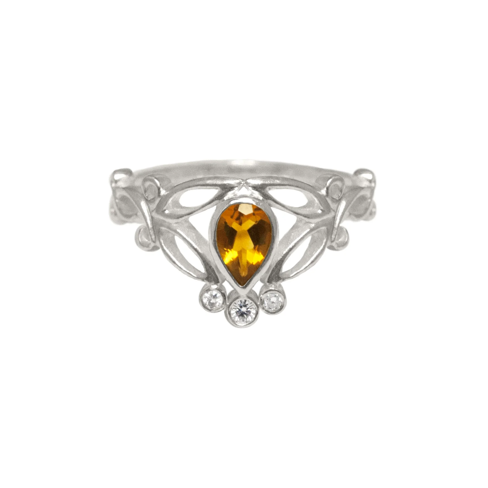 Arabesque Citrine & White Sapphire Statement Ring