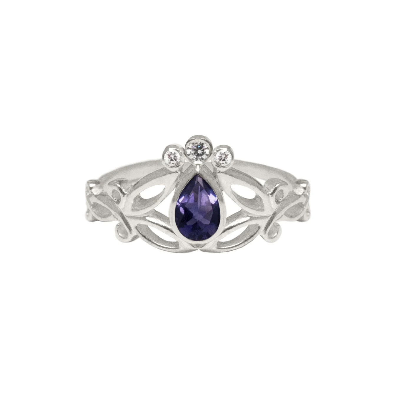 Arabesque Iolite & White Sapphire Statement Ring