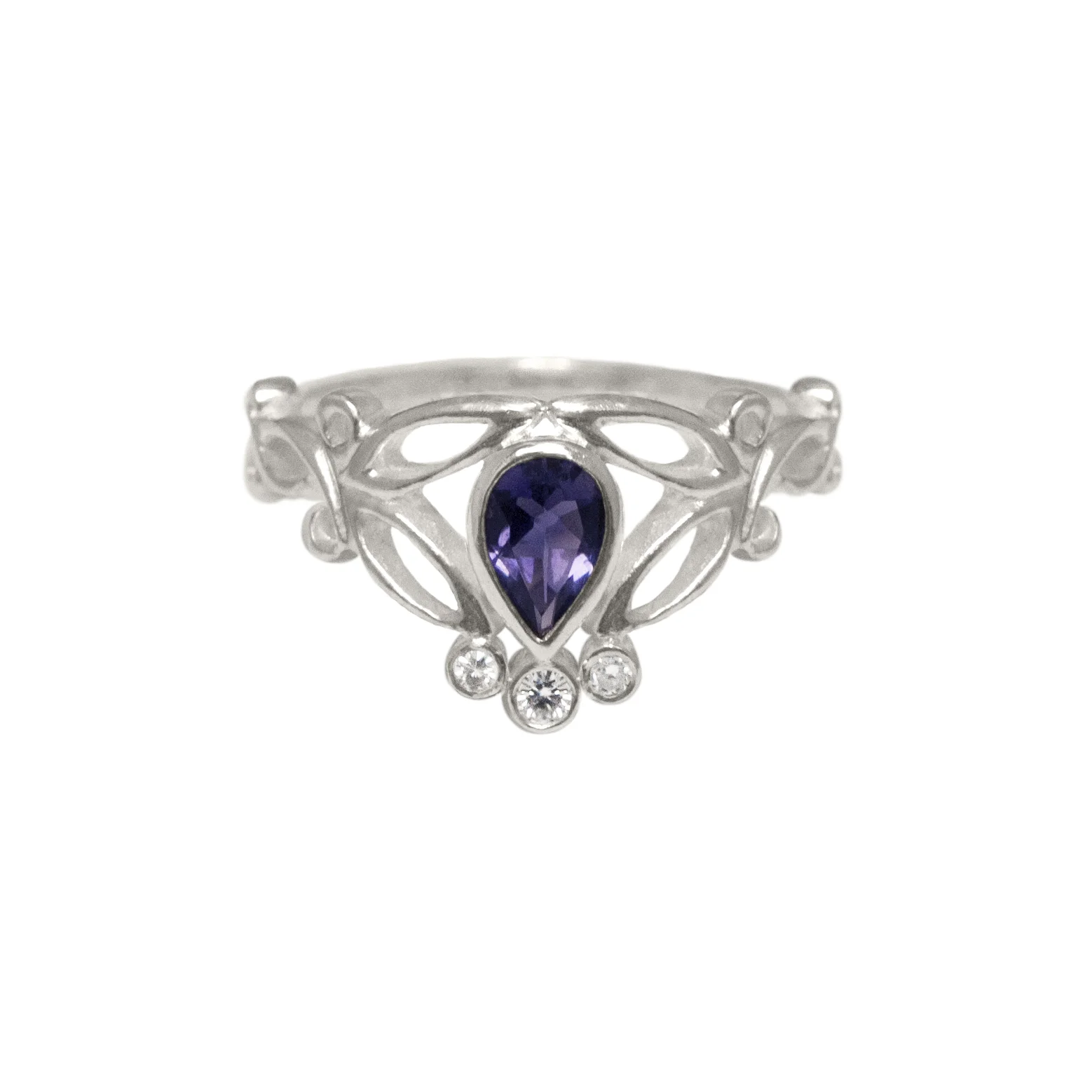 Arabesque Iolite & White Sapphire Statement Ring