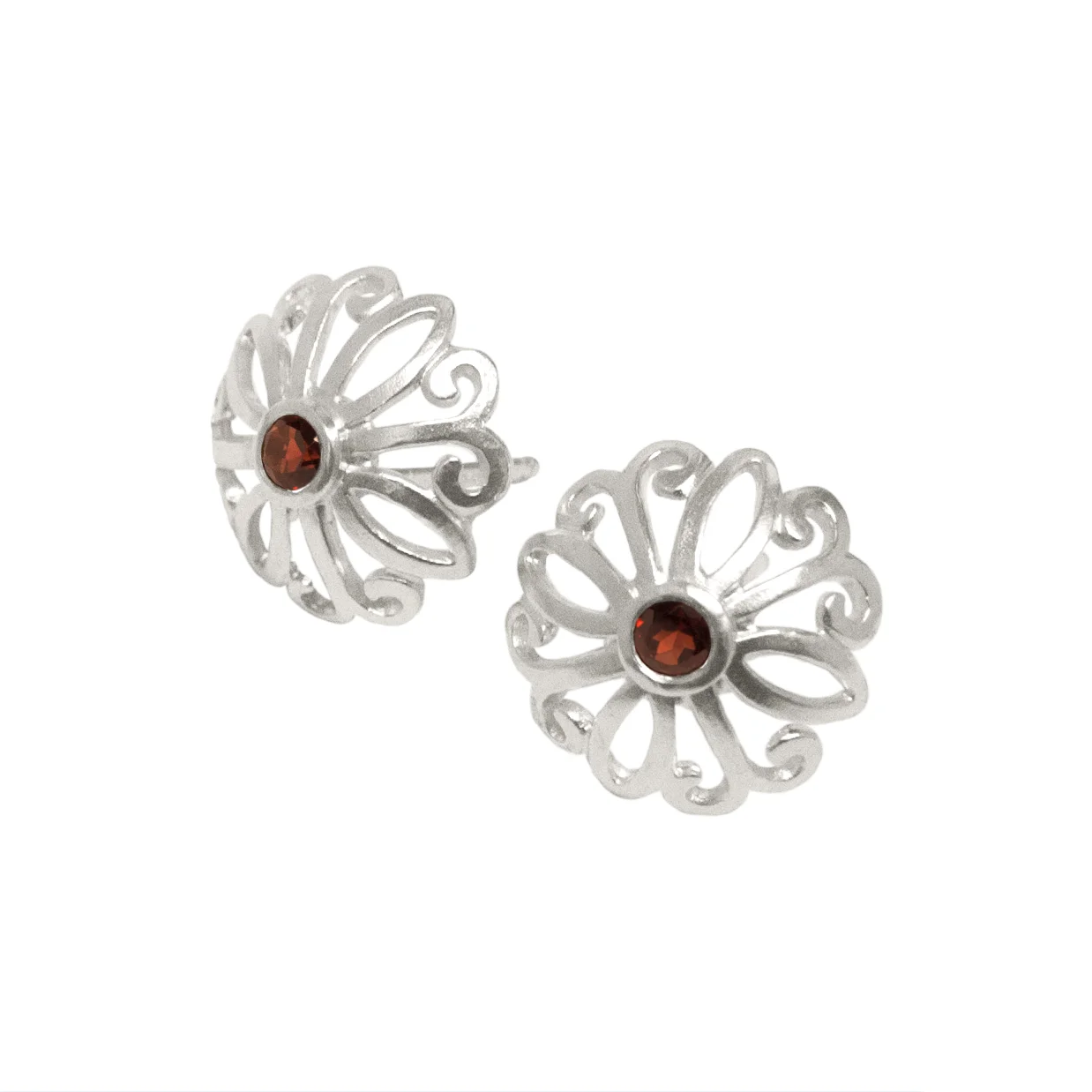 Rosette Garnet Studs