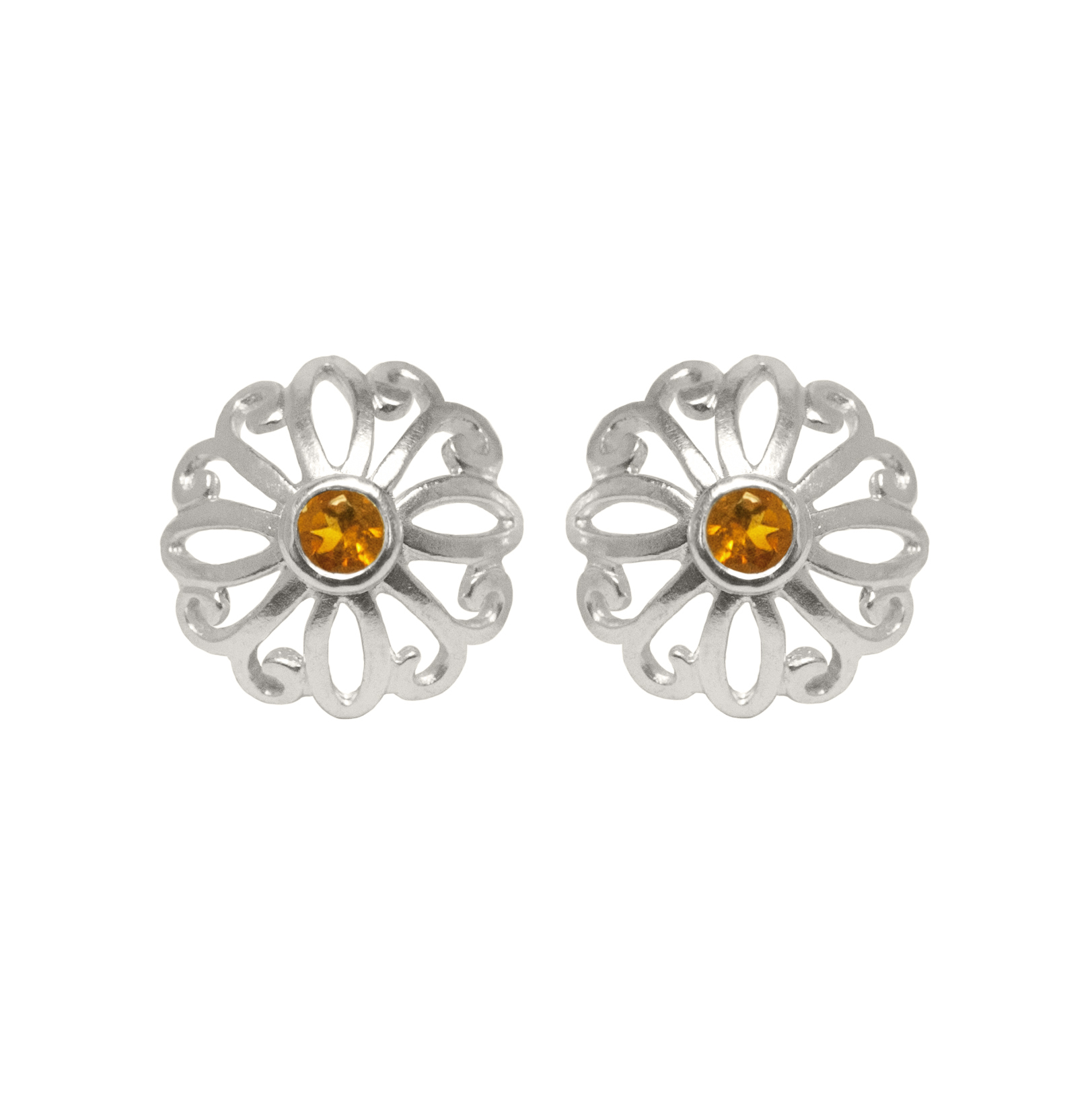 Rosette Citrine Studs