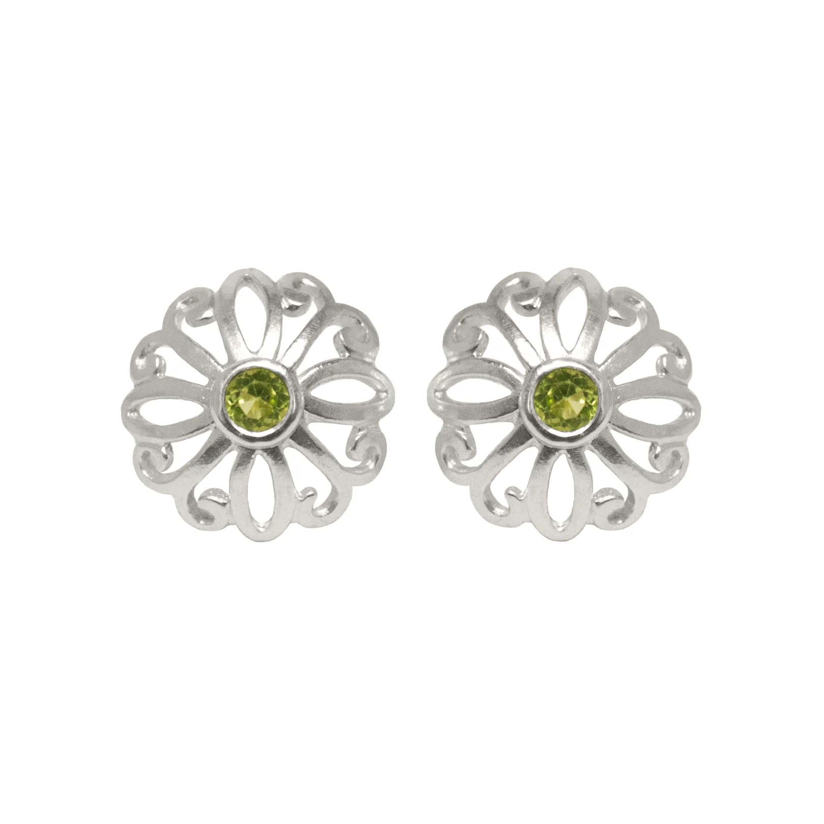 Rosette Peridot Studs