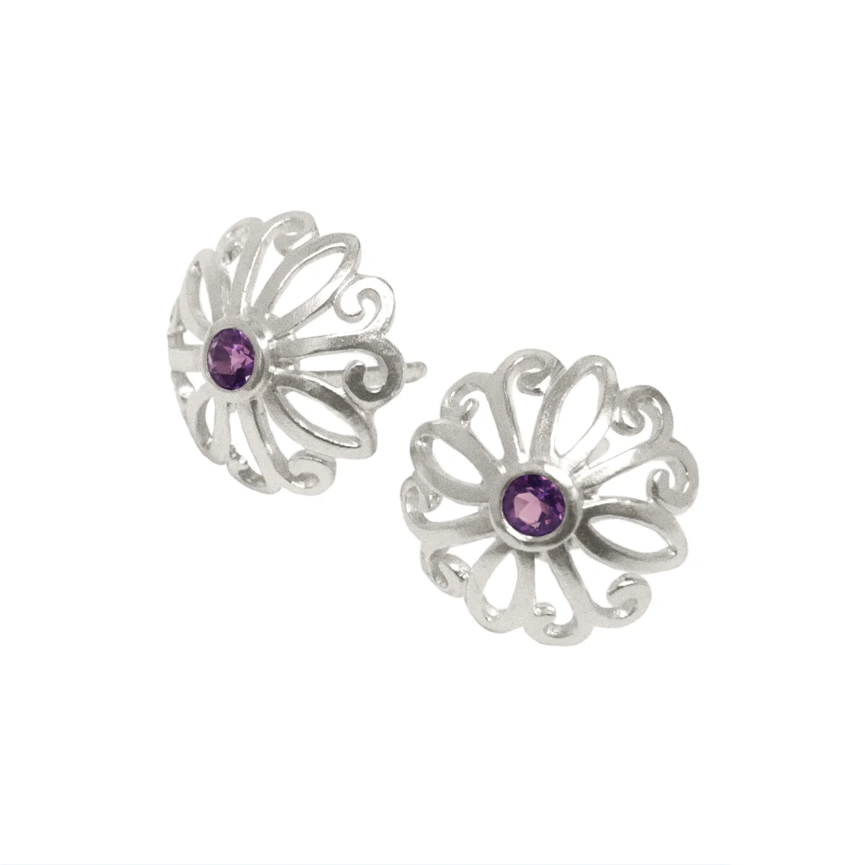 Rosette Amethyst Studs