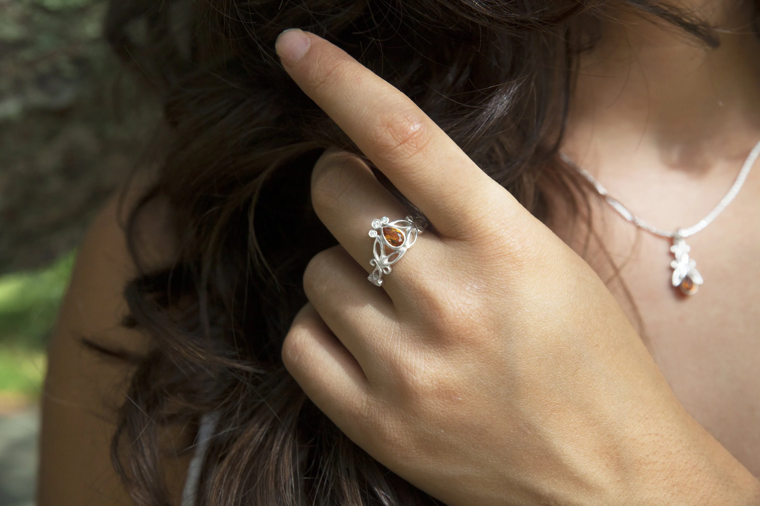 Arabesque Citrine & White Sapphire Statement Ring