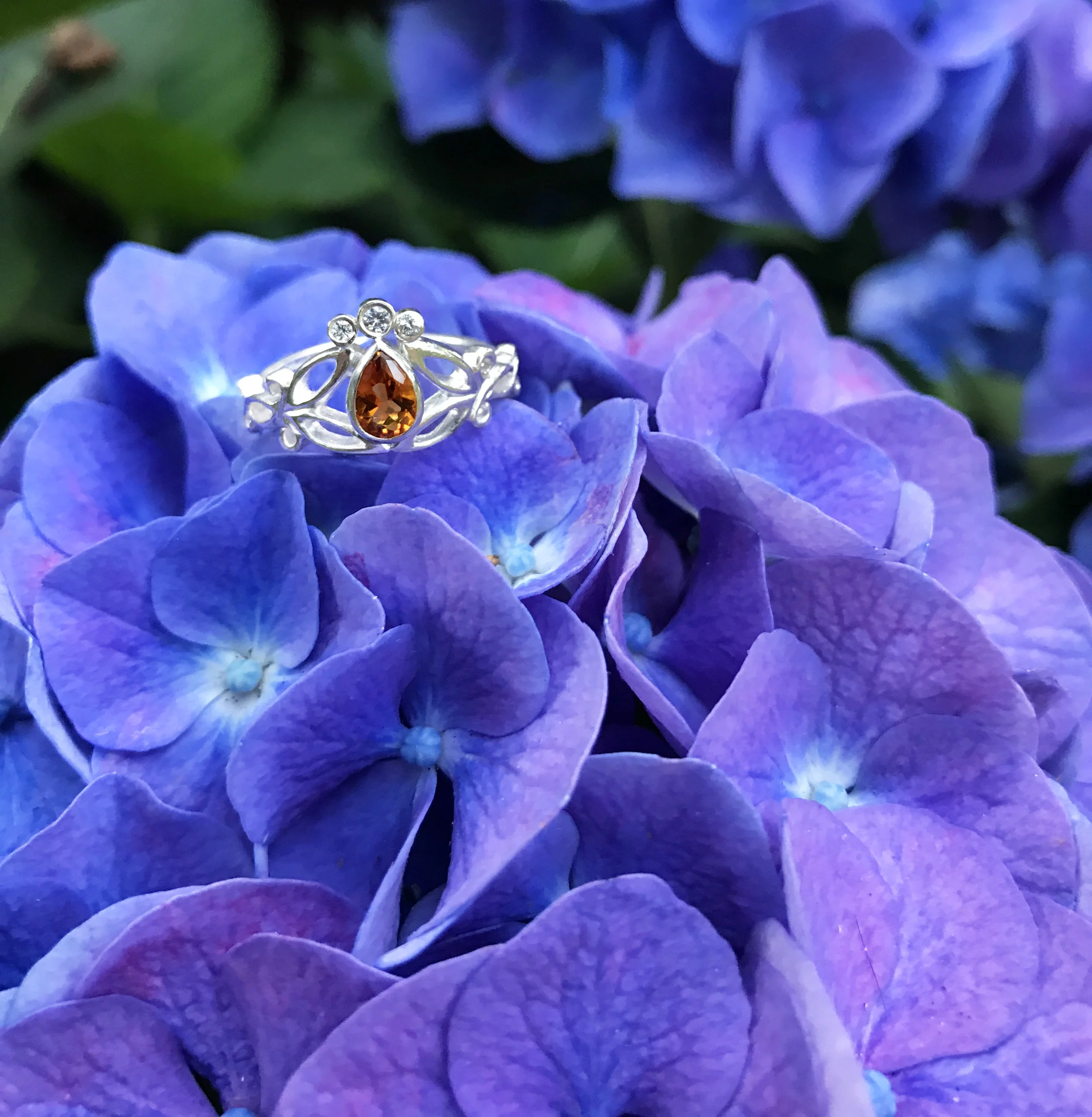 Arabesque Citrine & Moissanite Statement Ring